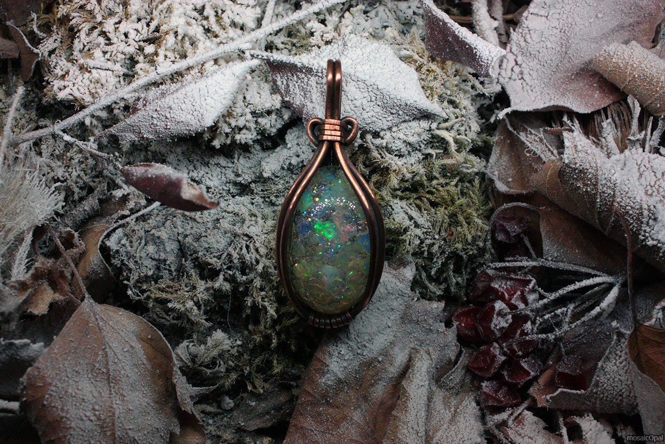 Opals and ice. dark forest - My, Longpost, Needlework without process, Glass, Wire, Opal, Forest, Needlework, Pendant, Decoration