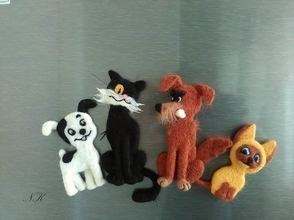 Fridge magnets Kitten named Woof. dry felting - My, Needlework without process, Magnets, Dry felting, Longpost