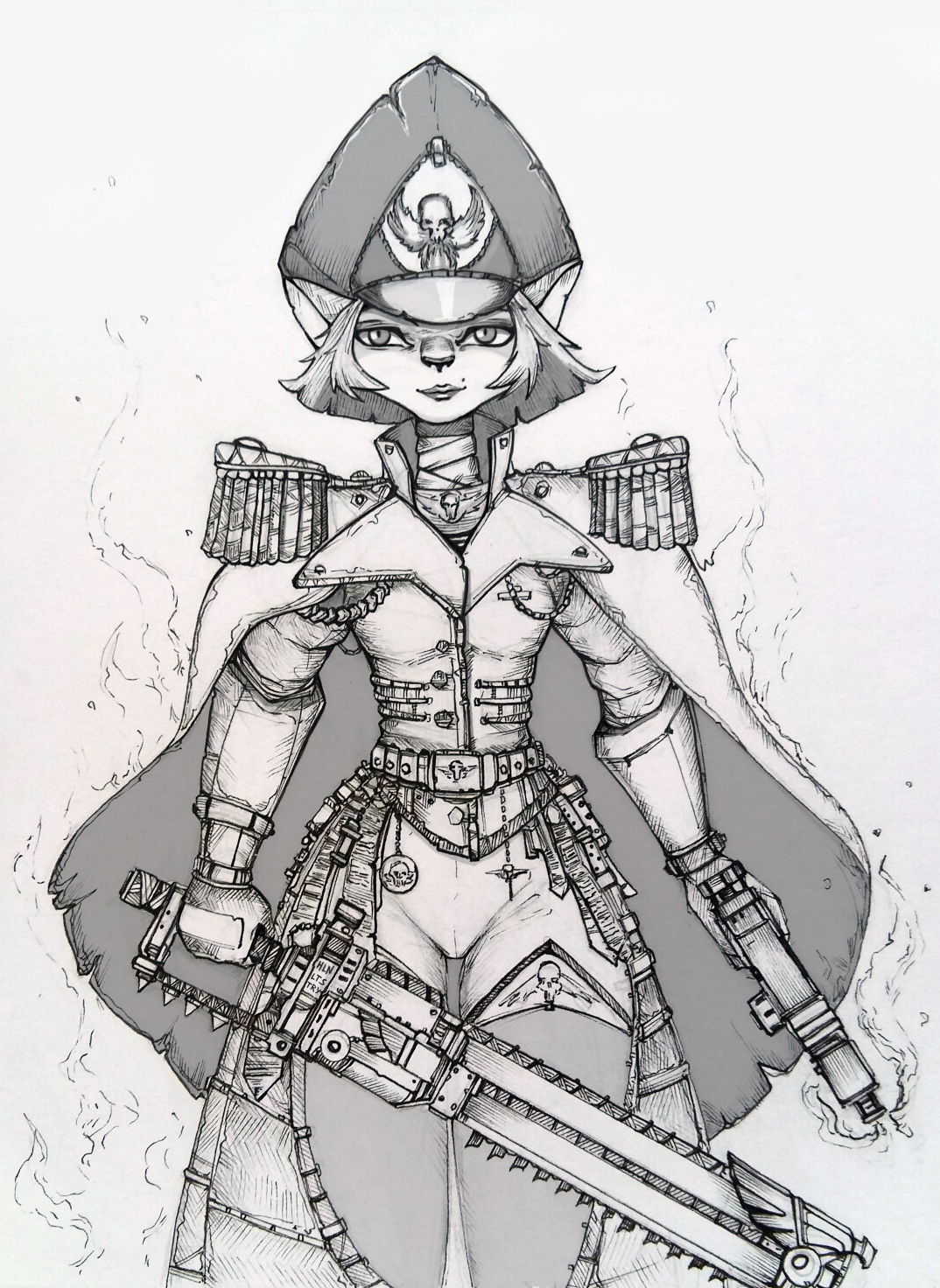 Sketch - My, Warhammer 40k, Treasure planet, Captain Amelia, Crossover, Drawing, Art