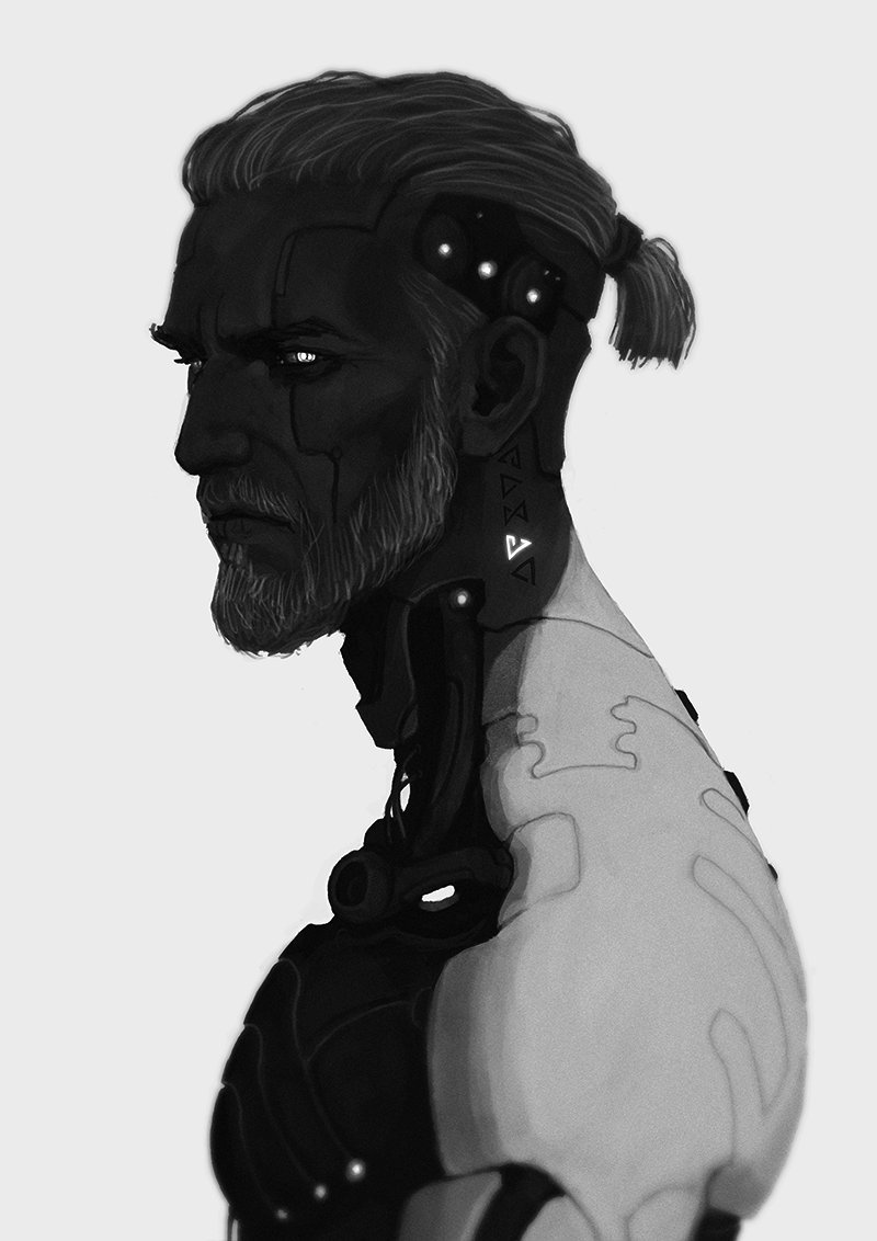 Augmented Geralt - The Witcher 3: Wild Hunt, Geralt of Rivia, Cyberpunk 2077, Coupleofkooks, Art