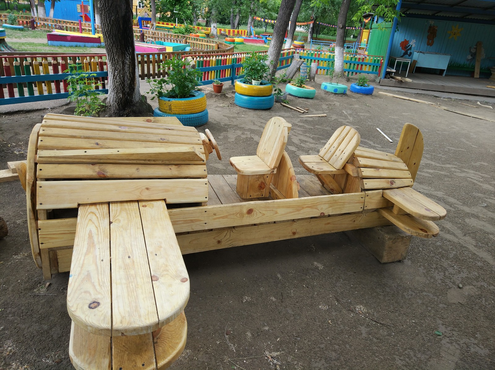 Fascinating playground - My, Kindergarten, Master, Wood products, Longpost