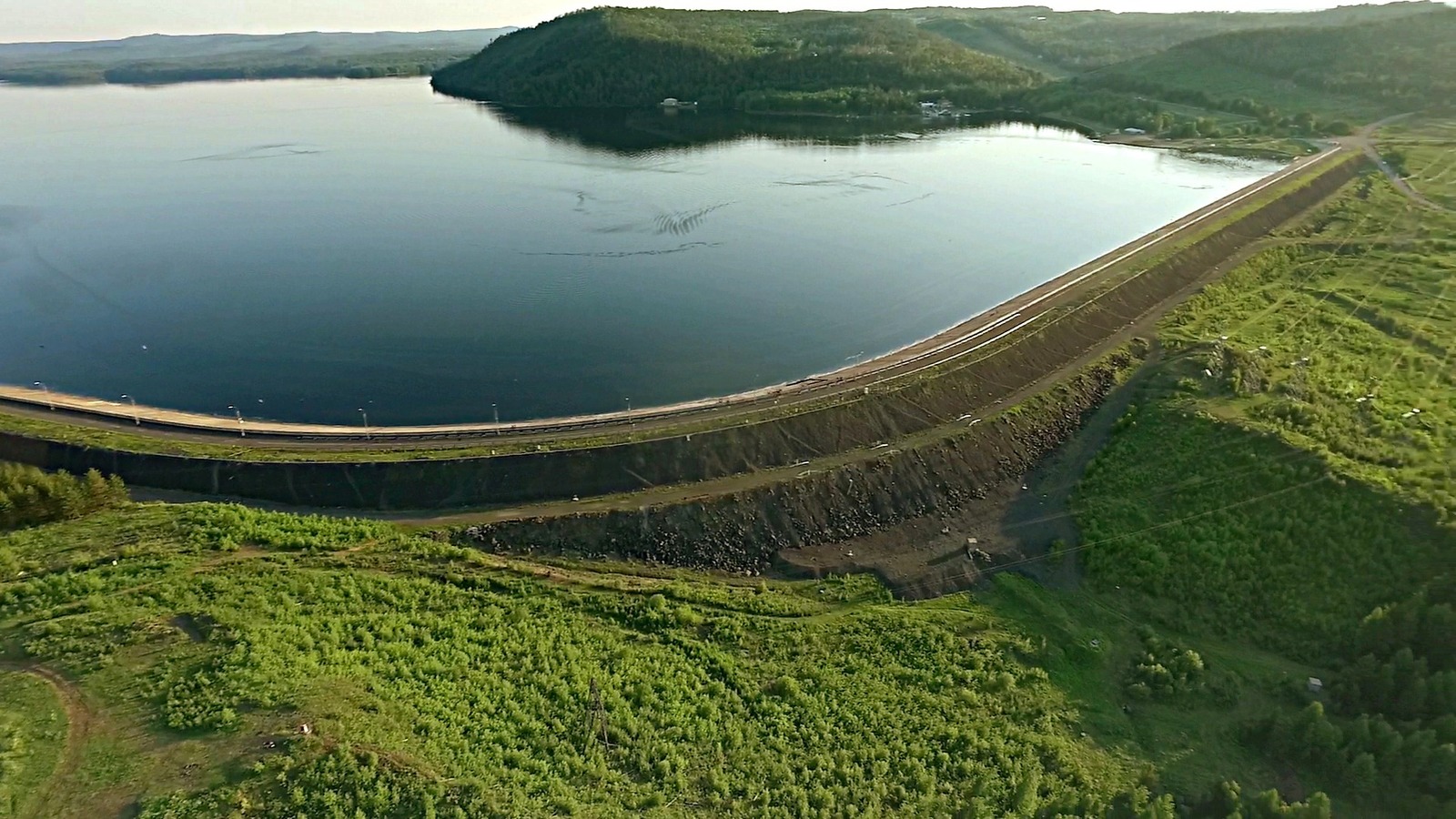 fat cape - My, Summer, Greenery, Reservoir, Ust-Ilimsk, Hydroelectric power station, The photo, Aerial photography, Longpost