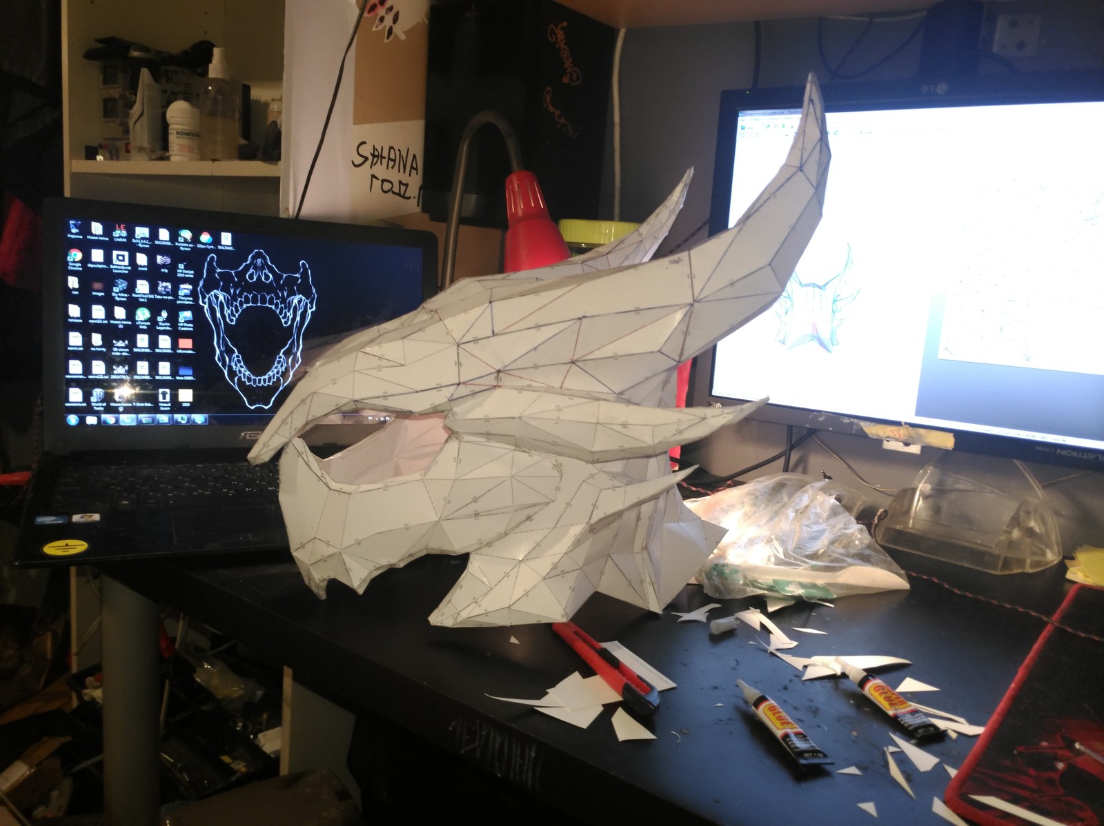 Pervak ??Daedric Paper Helm - My, , Daedra, Paper, Models, Modeling, Helmet, Papercraft, Pepakura, Longpost