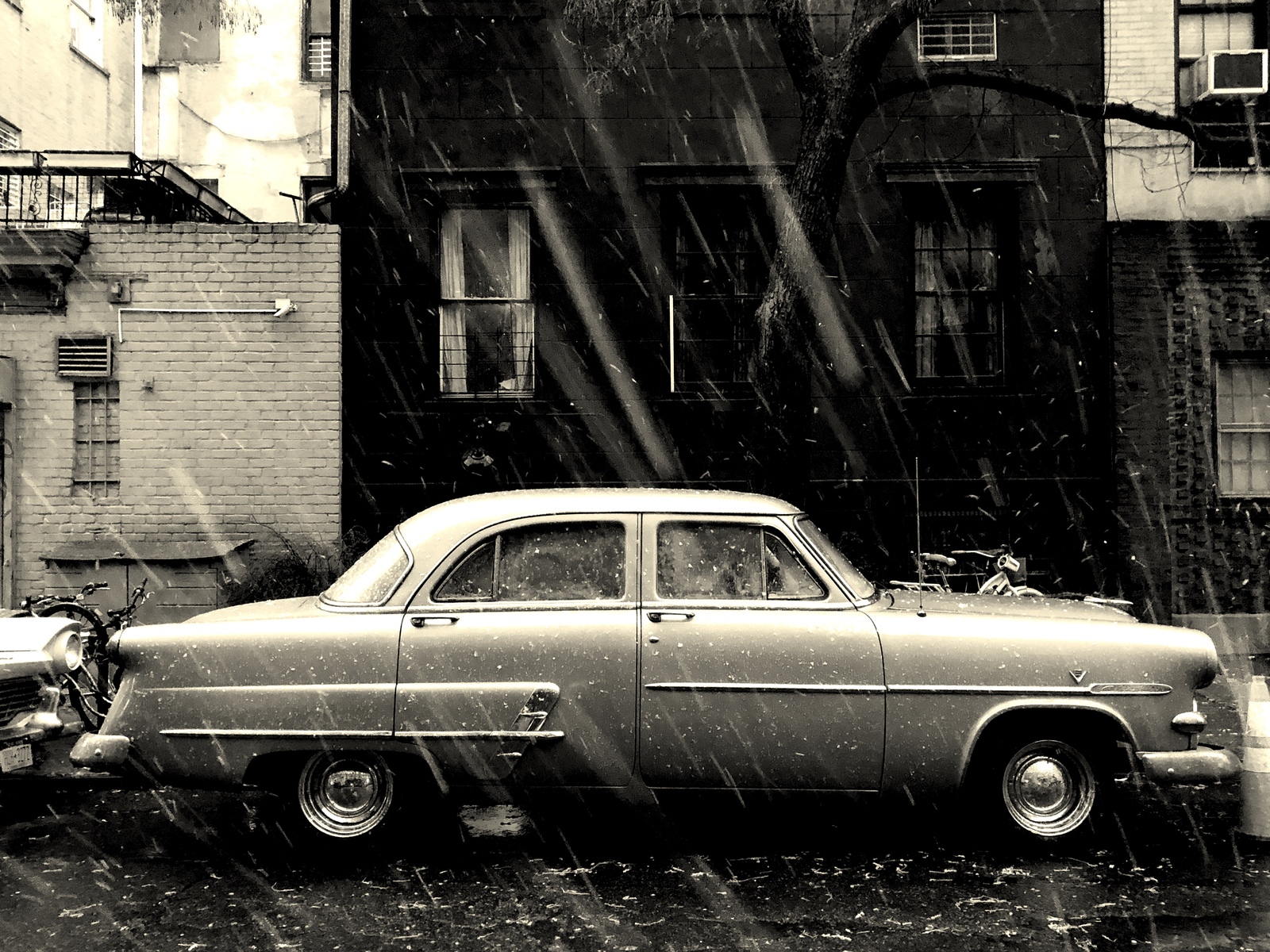 Classic - My, Auto, Car, Classic, Town, Rain, Snow, Weather, The photo