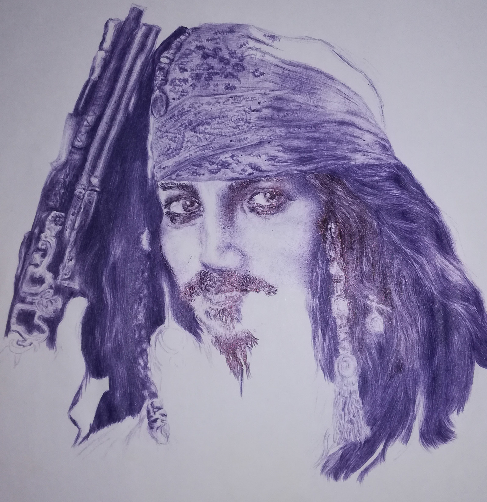 Pirate. Johnny Depp - My, Pen drawing, Portrait, Johnny Depp, Pirates