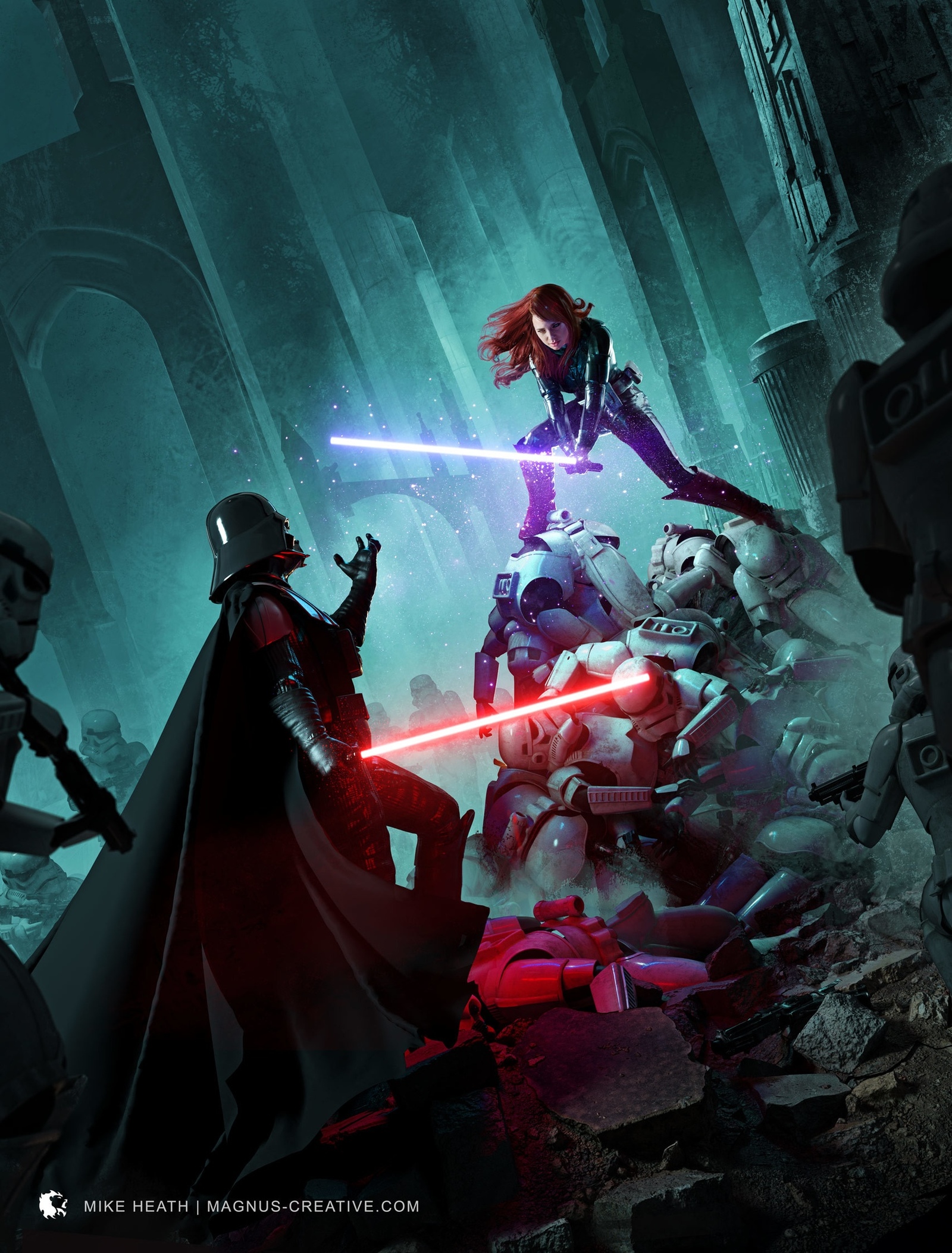 Mara Jade vs Darth Vader - Star Wars, Art, Darth vader, Mara Jade