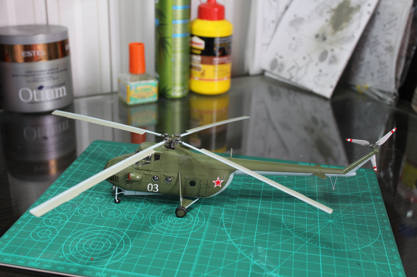 Domestic (Soviet) helicopter Mi-4 - My, Helicopter, Mi-4, Aviation, Army, Prefabricated model, Stand modeling, Weapon, Longpost