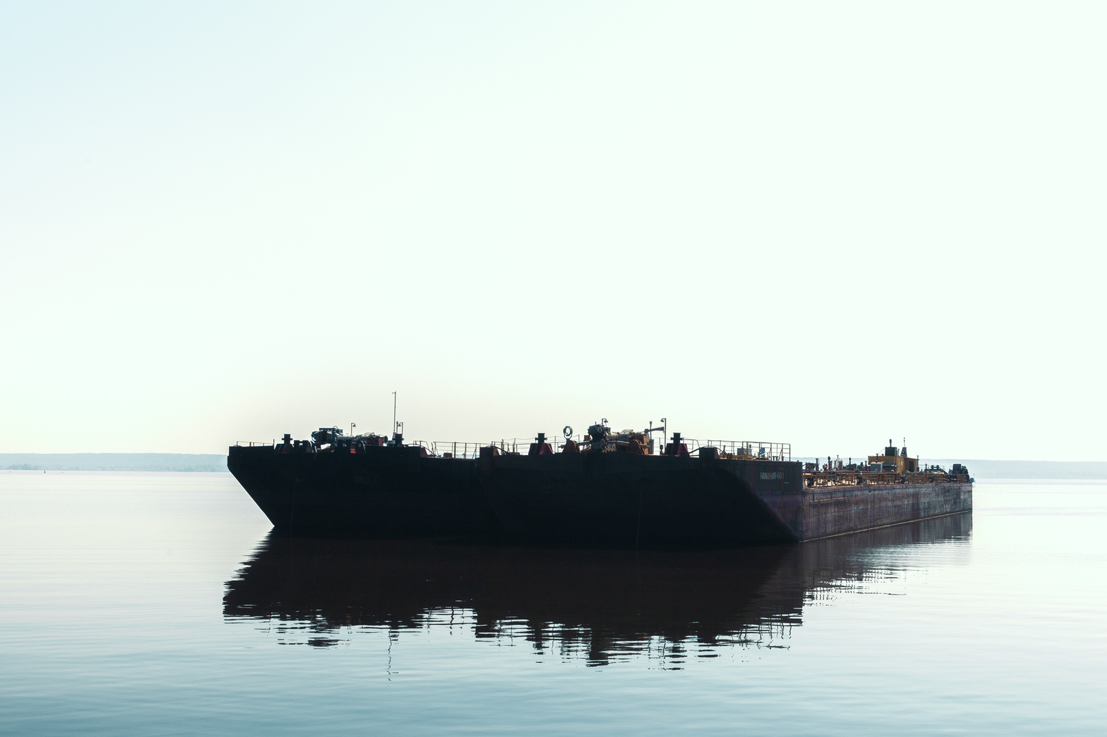 Morning on the Volga - My, Volga, Barge, Motor ship, Tatarstan, River, Calm, Longpost, Volga river