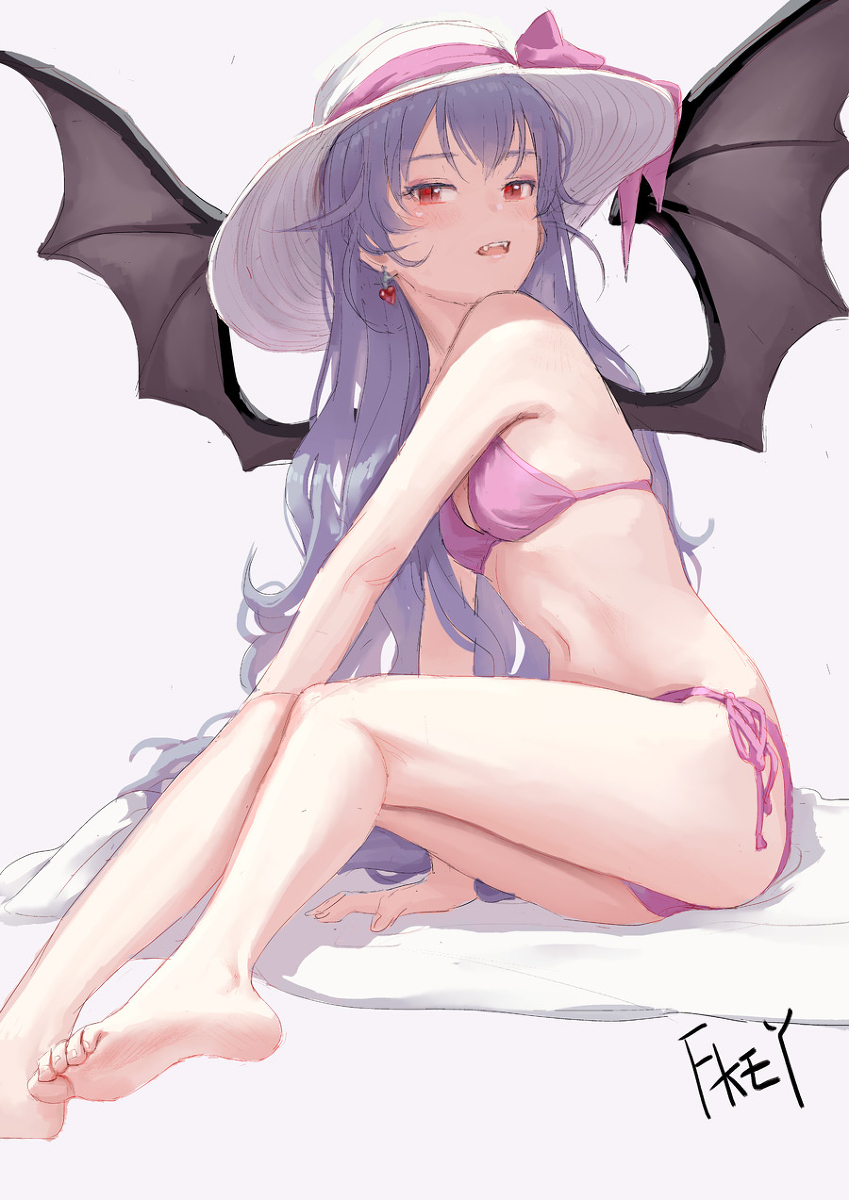 Remilia scarlet - Touhou, Anime art, Anime, Not anime, Remilia scarlet, FKEY, Swimsuit