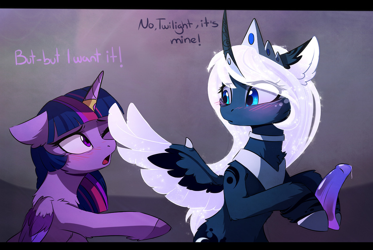 Lunyashin best friend - NSFW, My little pony, Twilight sparkle, Princess luna, Magnaluna, MLP Suggestive, Dildo