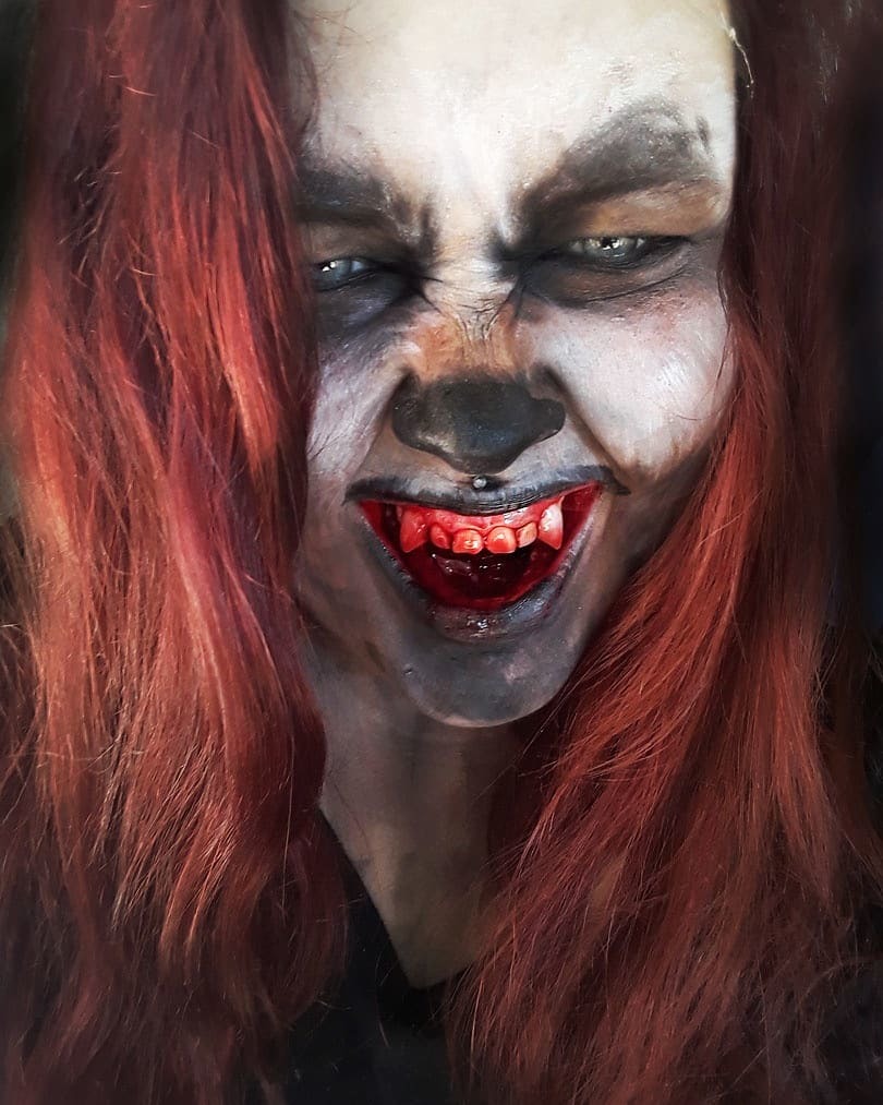 Realistic makeup created exclusively from improvised means - My, Makeup, Make-up artist, Horror, Blood, Leather, Meat, Burn, Longpost