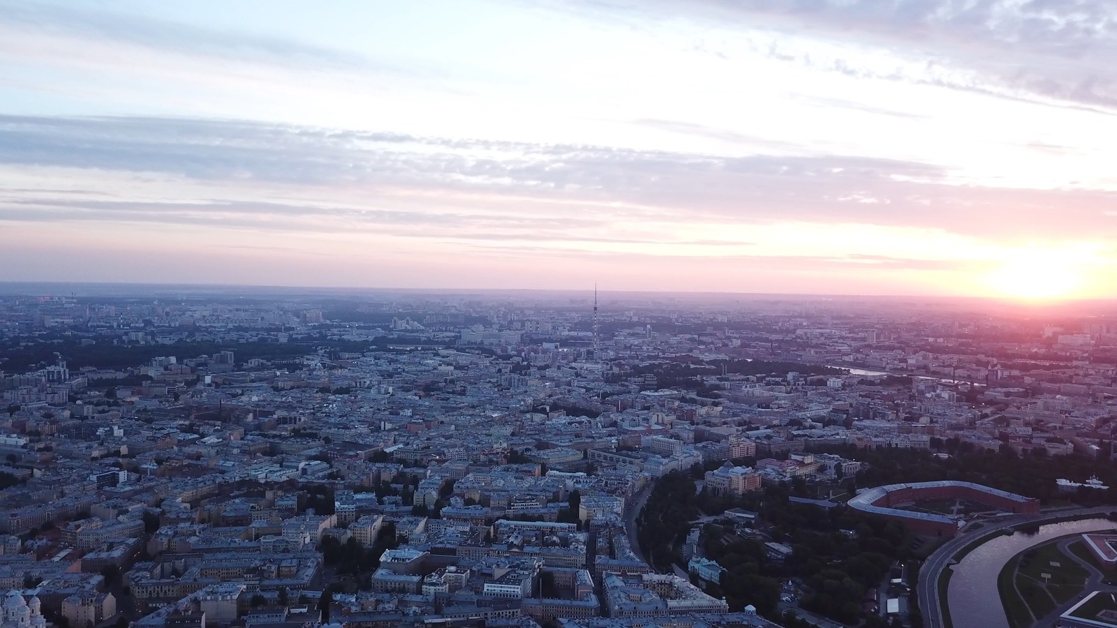 Dawn in St. Petersburg. City center. Drone. Omon. - My, Saint Petersburg, dawn, Quadcopter, Copter, The sun, Longpost