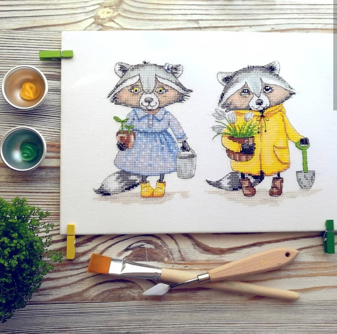 Raccoons) - My, Embroidery, Hobby, With your own hands, Needlework