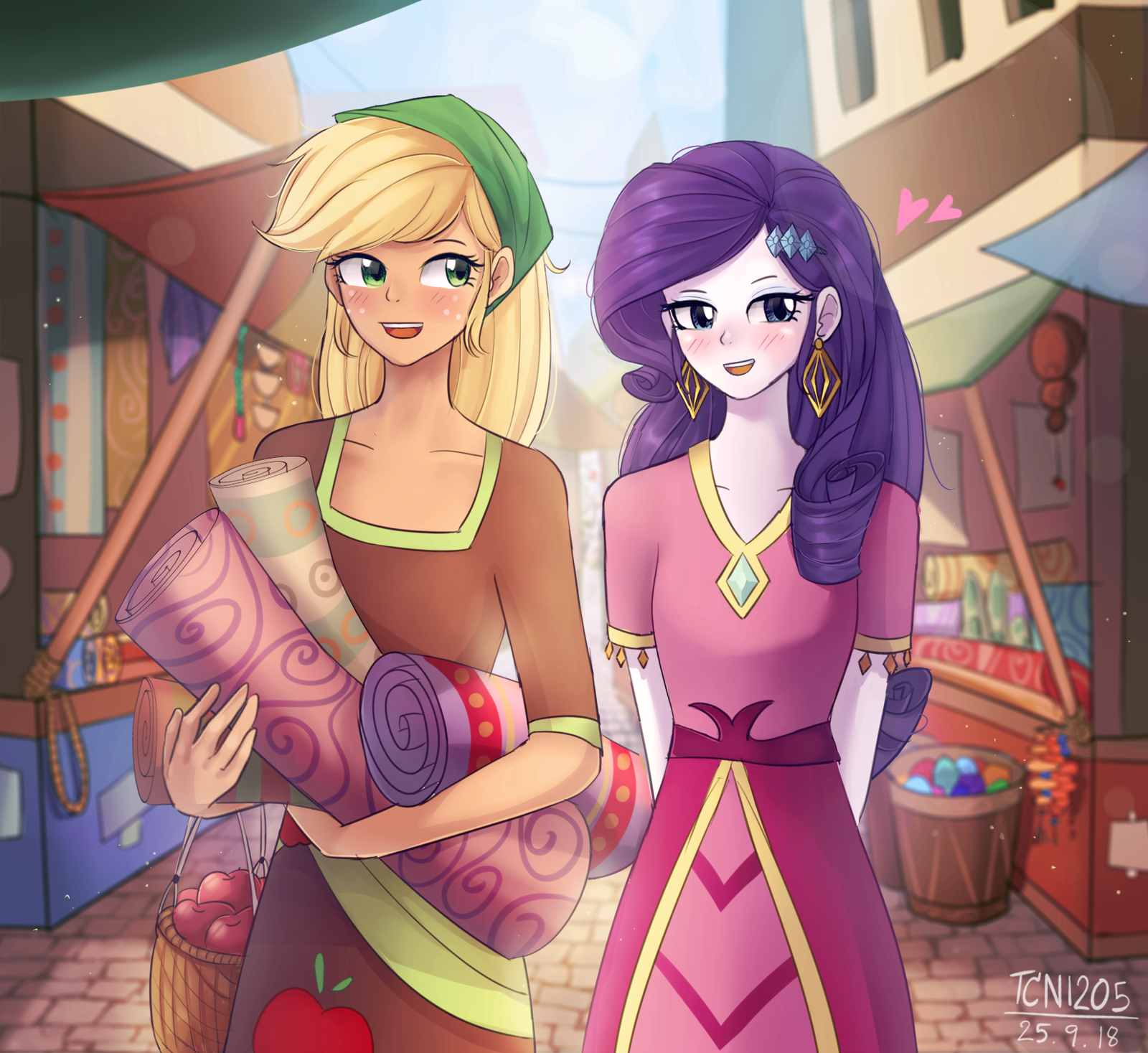 Walk through the bazaar - My little pony, Equestria girls, Applejack, Rarity, Shipping, Looknamtcn, MLP Lesbian