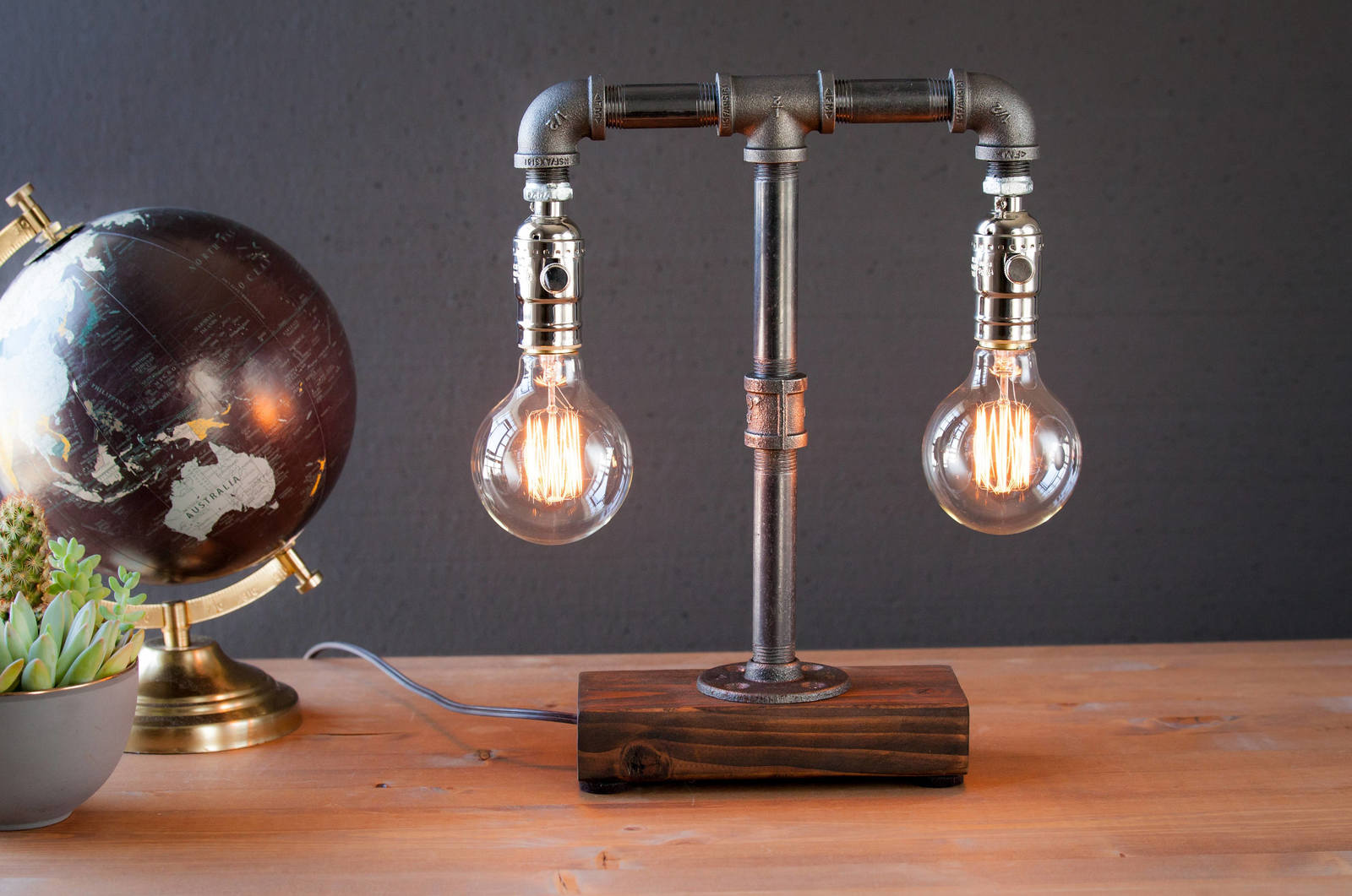Plumbing table lamp - Loft, , , Edison's lamp, Interior, Decor, Desktop, Longpost