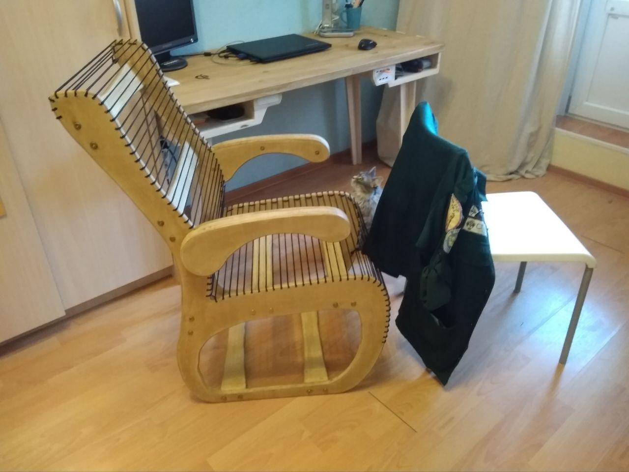 Author's chair made of ropes and plywood. - My, Armchair, , Longpost