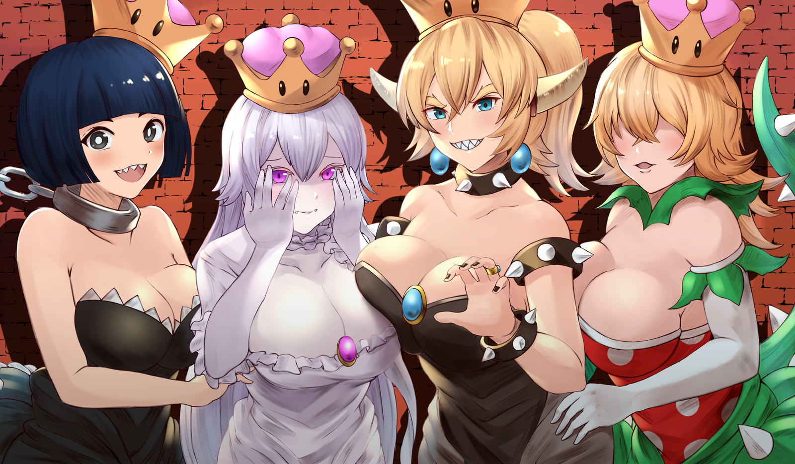 Princess set - Anime, Anime art, Bowsette, Boosette, Piranha plant, 