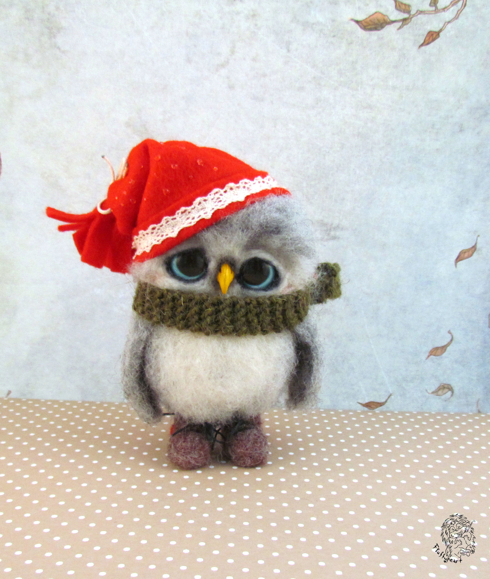 autumn owlets - My, Owl, Dry felting, Needlework without process, Longpost, Wool toy, Owlets, Handmade, Wallow