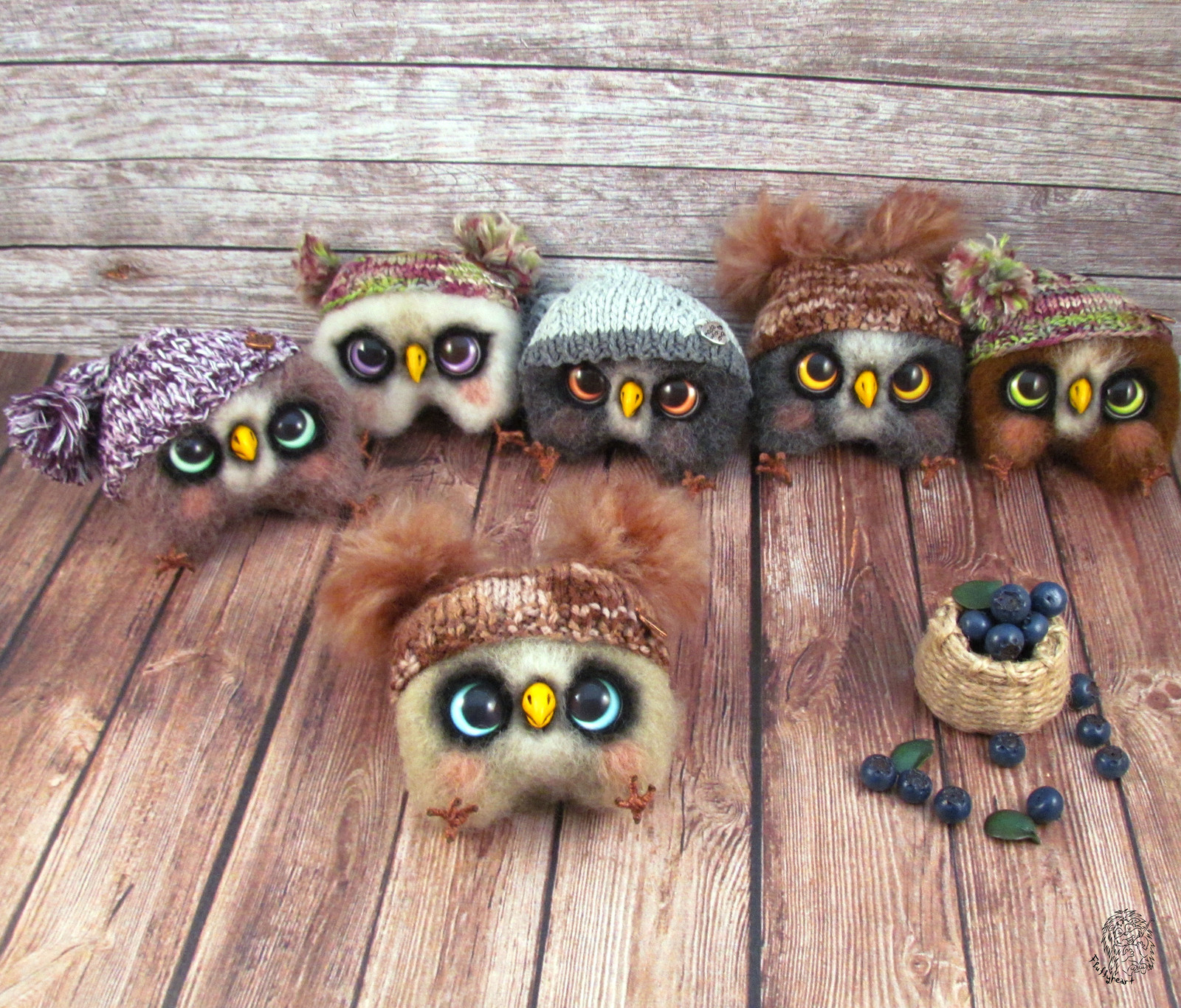 autumn owlets - My, Owl, Dry felting, Needlework without process, Longpost, Wool toy, Owlets, Handmade, Wallow