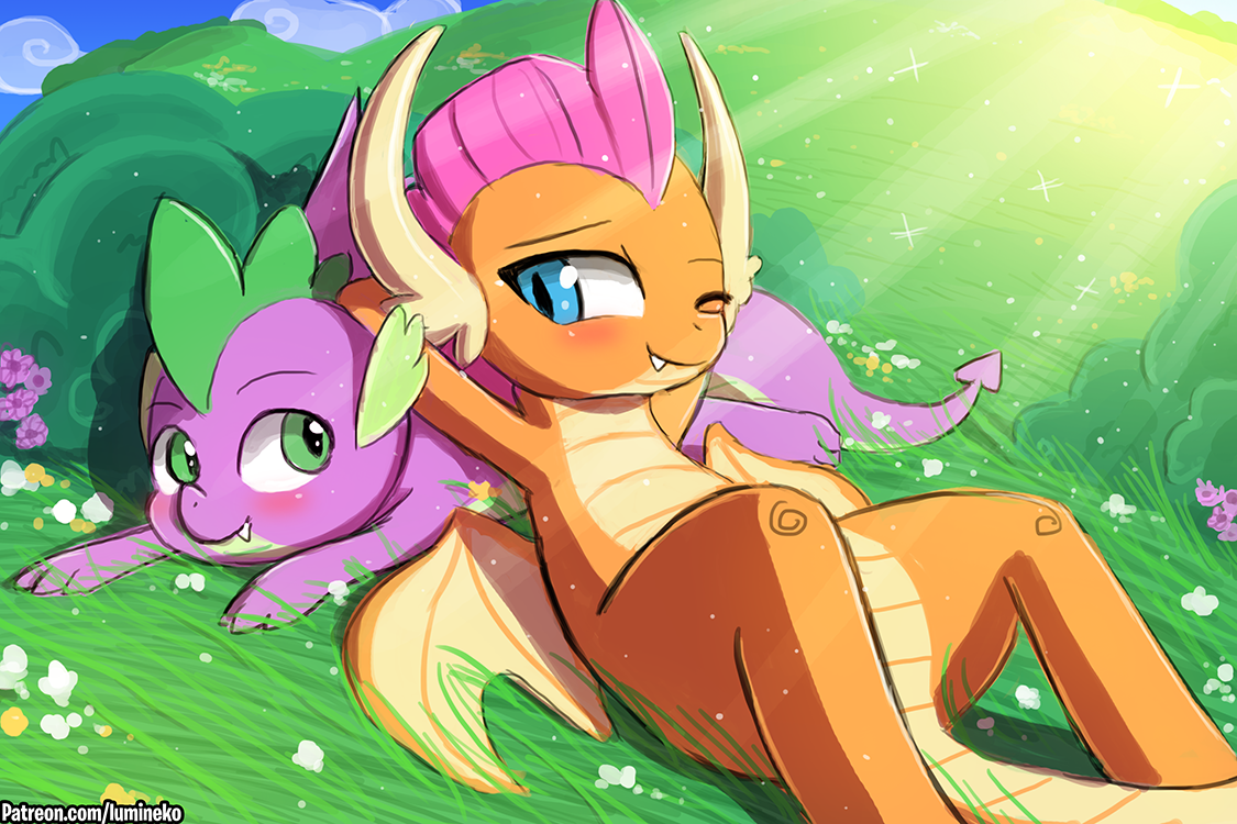 Pillow - My little pony, Smolder, Spike, Lumineko