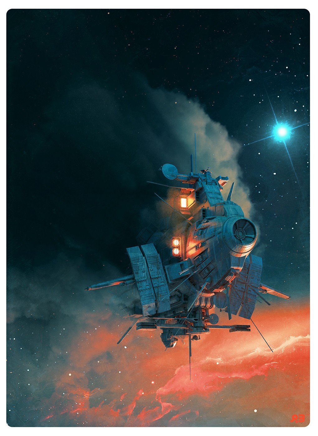 Ghostship - Art, Drawing, Spaceship, Pascal Blanche