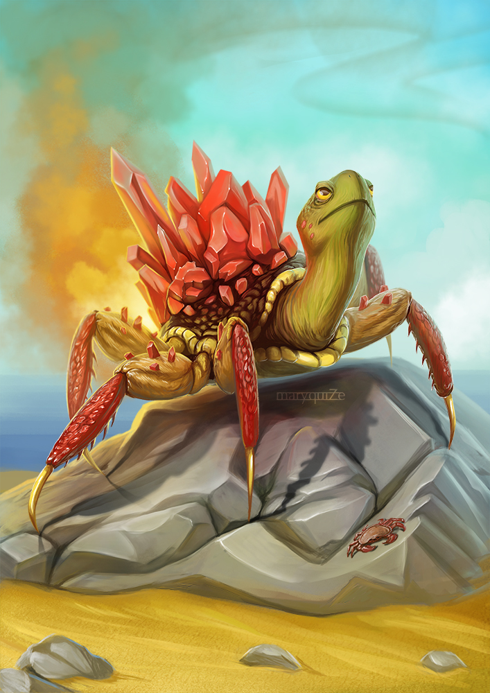 fire crab - My, Fantastic Beasts and Where to Find Them, Harry Potter, , Crab, Turtle, Fire, Longpost, 2D, Art