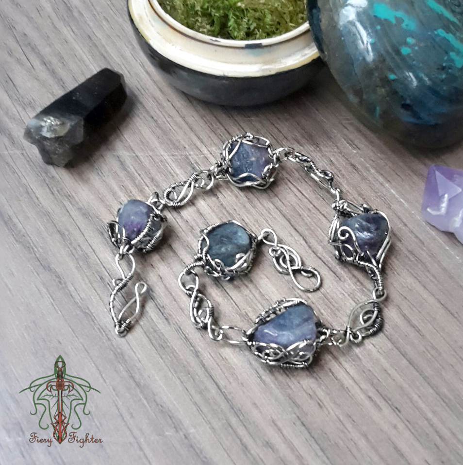 Bracelet Shadows of the Elven Forest - My, Wire jewelry, Natural stones, Wire wrap, Jewelryhandmade, Needlework without process, Longpost