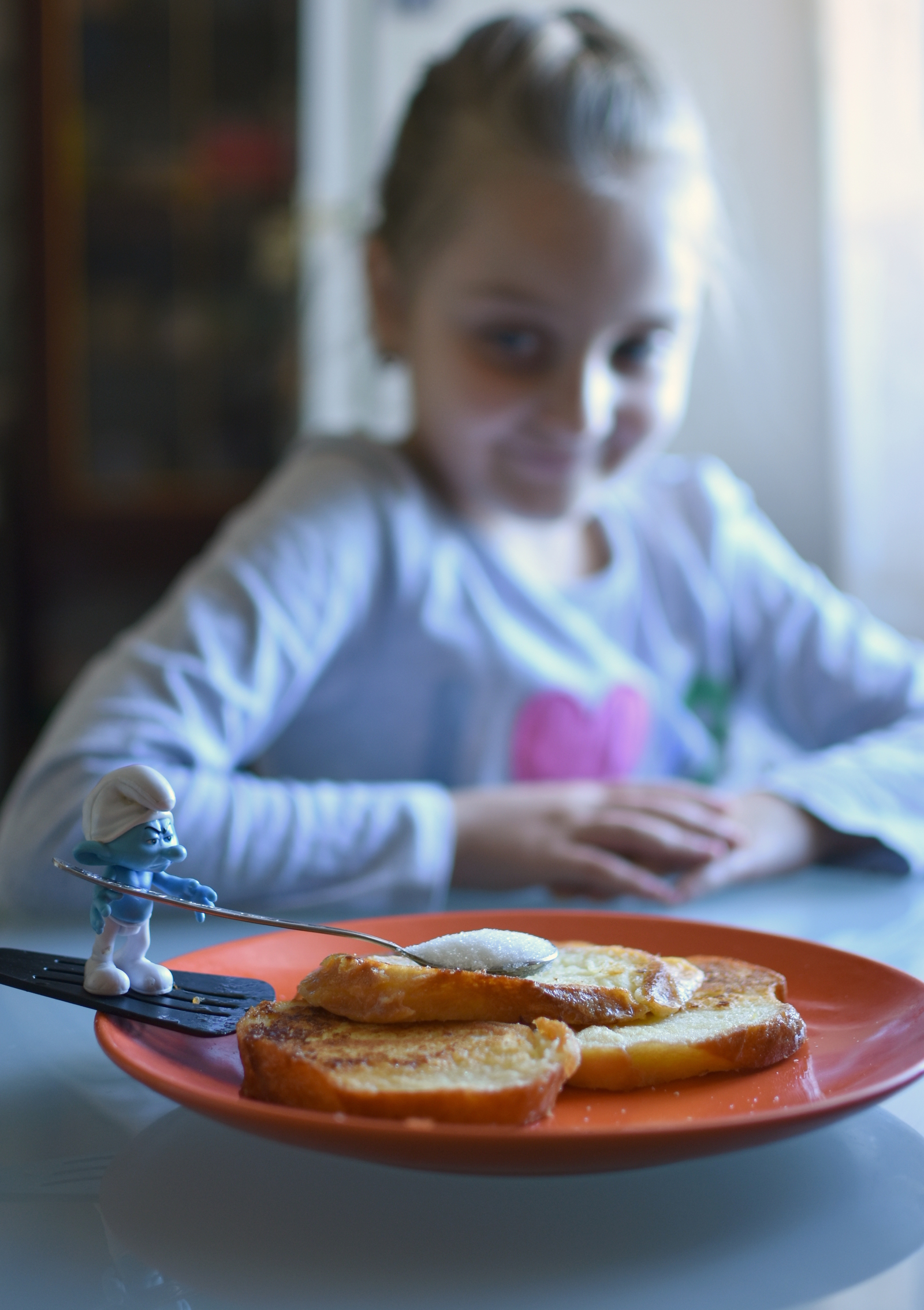 Smurf and GRENKI. - My, Preparation, Photographer, Toast, Cooking, Children, Longpost