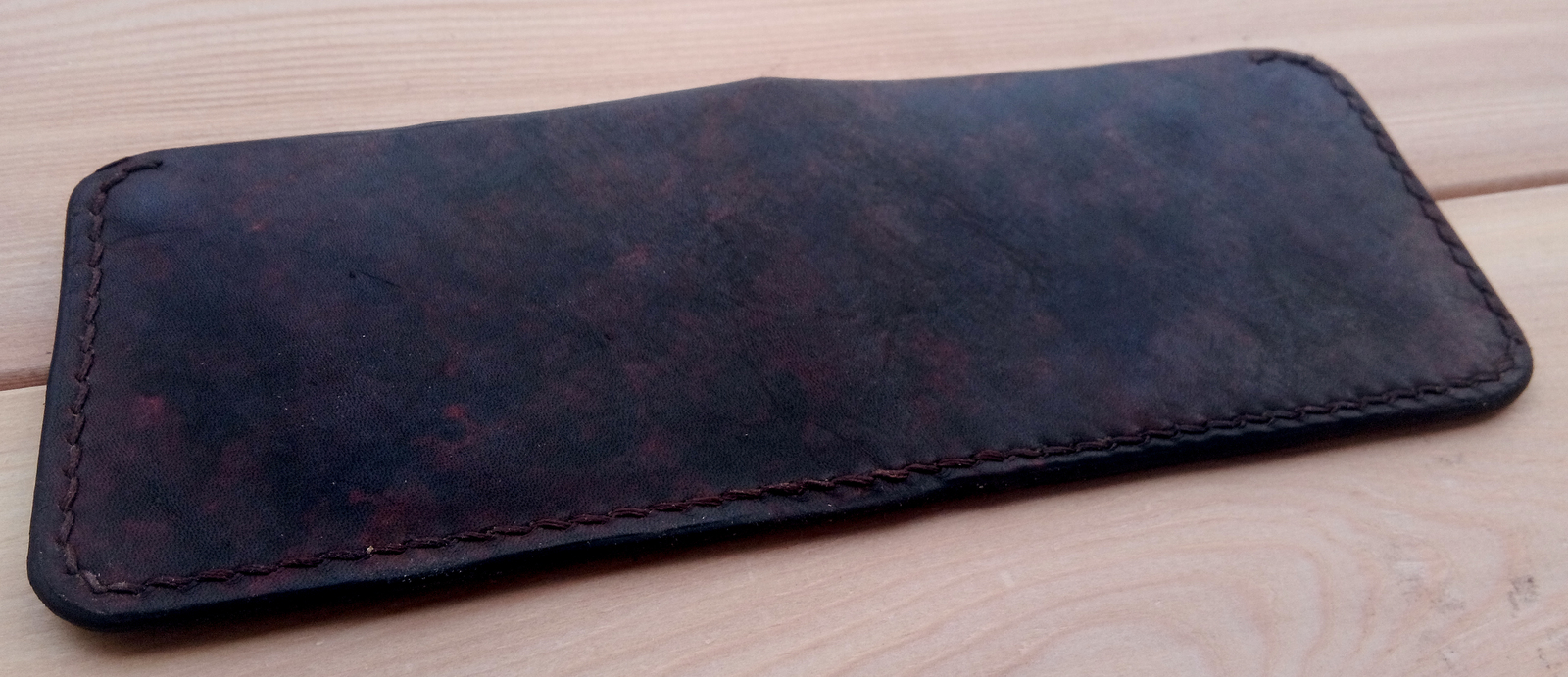 Simple bifold + process pieces - My, Leather craft, Handmade, Leather, Wallet, Needlework with process, Longpost