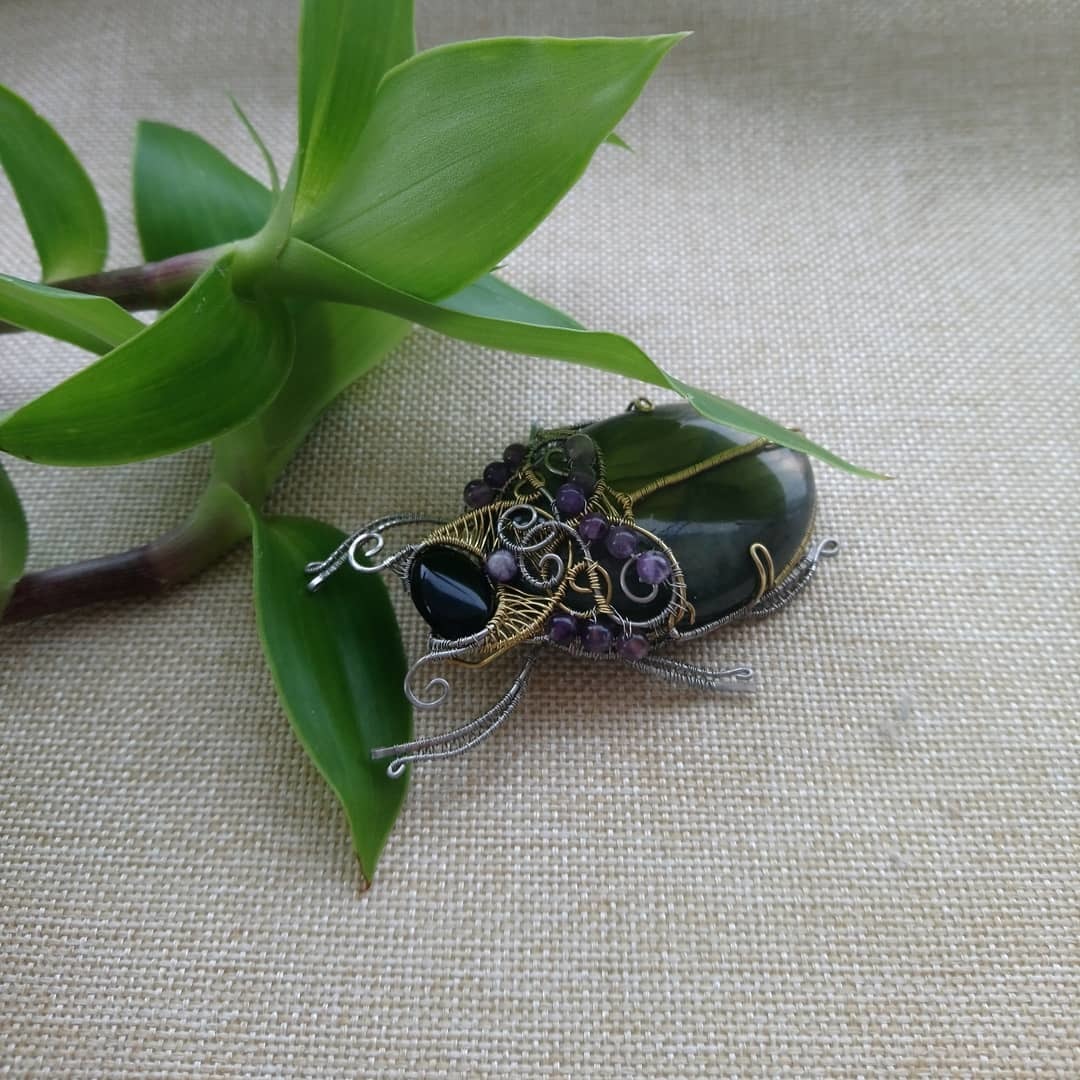 My wire creature. labrador beetle - My, Needlework without process, Жуки, Wire wrap, Decoration, Longpost