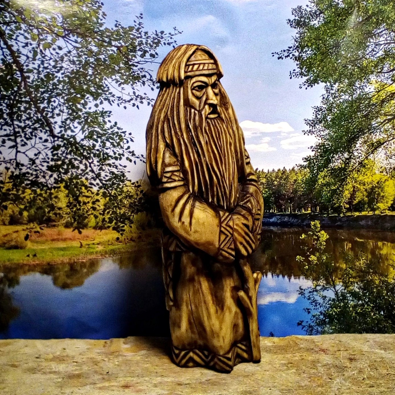 BELOBOG, linden material, height 20 cm. - My, Slavic mythology, Wood carving, Ancient gods, Longpost