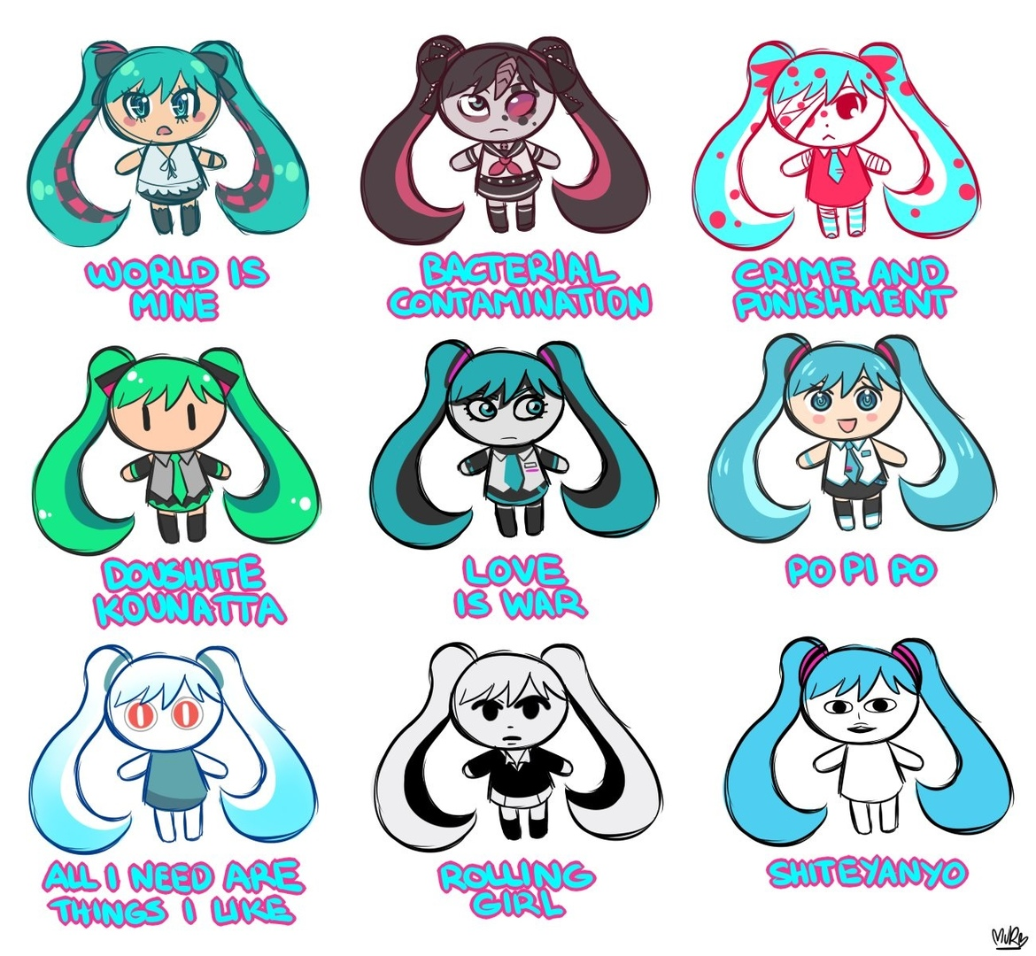 Different variants of chibi miku - My, Anime, Not anime, Vocaloid, Hatsune Miku, Anime art, Chibi