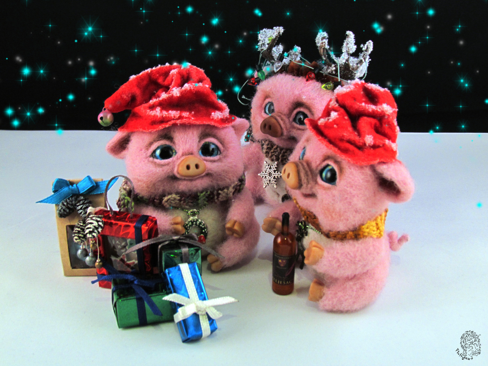 Pigs all around, pigs everywhere... - My, Longpost, New Year, Author's toy, Needlework without process, Pig year, Boar, Piglets, Pig