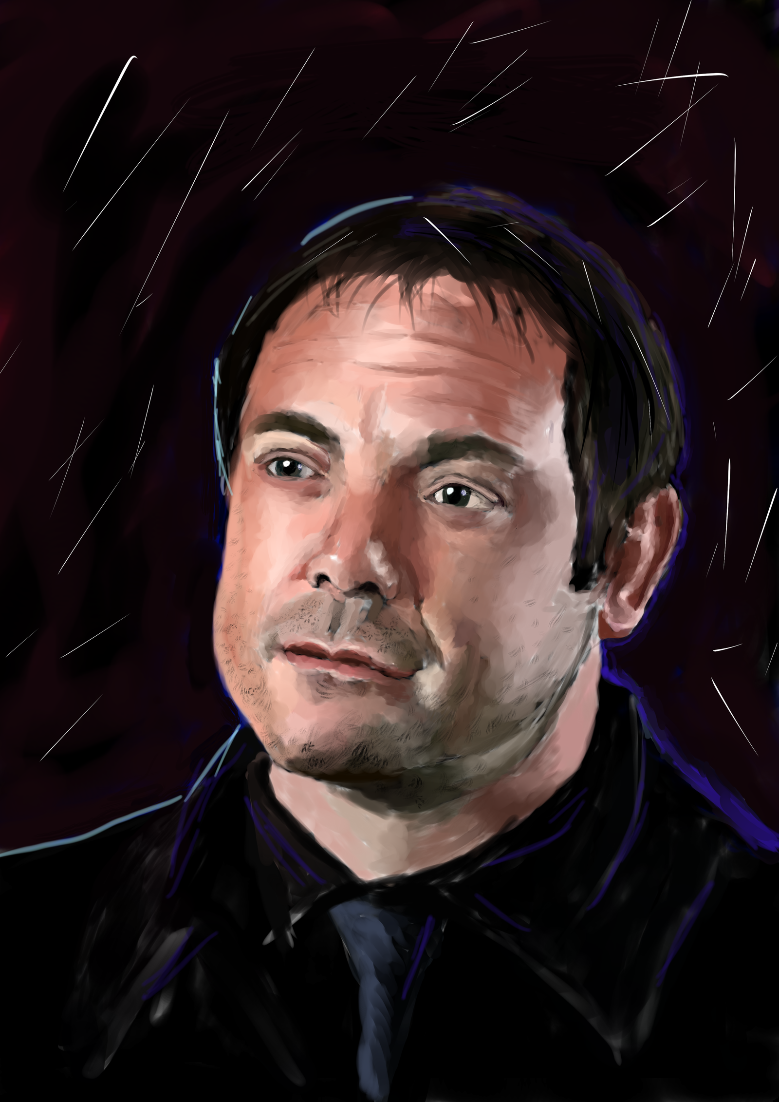 Crowley's drawing process - My, Crowley, Drawing on a tablet, Supernatural, For subscribers, Process, , Longpost