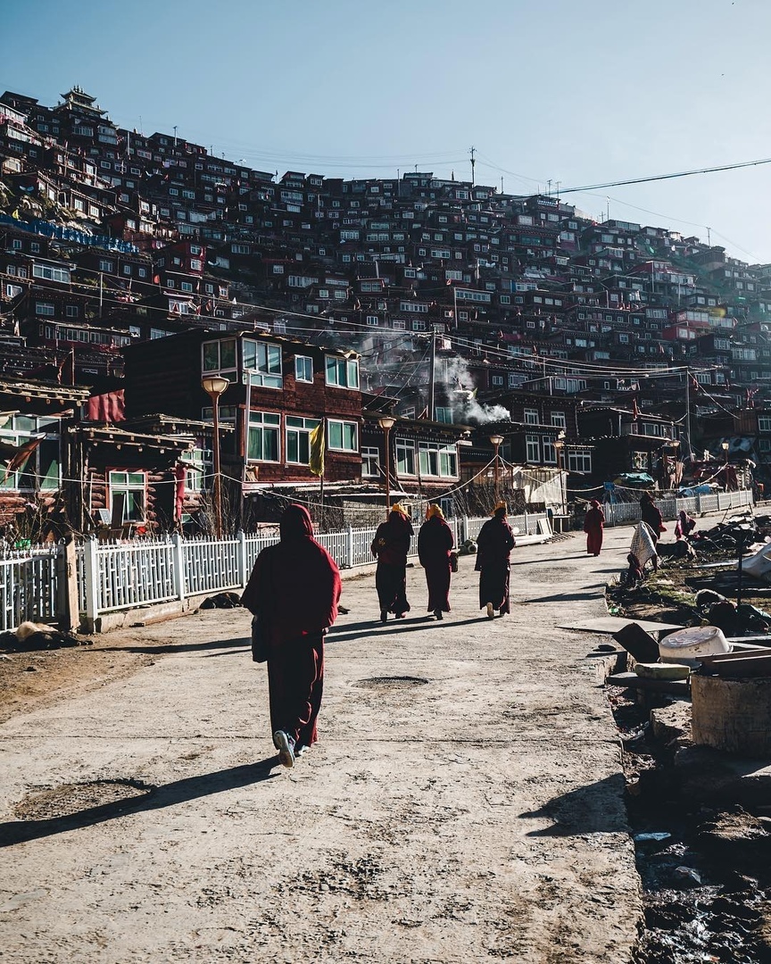 Human anthill - Buddhism, , Structure, Monastery, Longpost, China, Sichuan