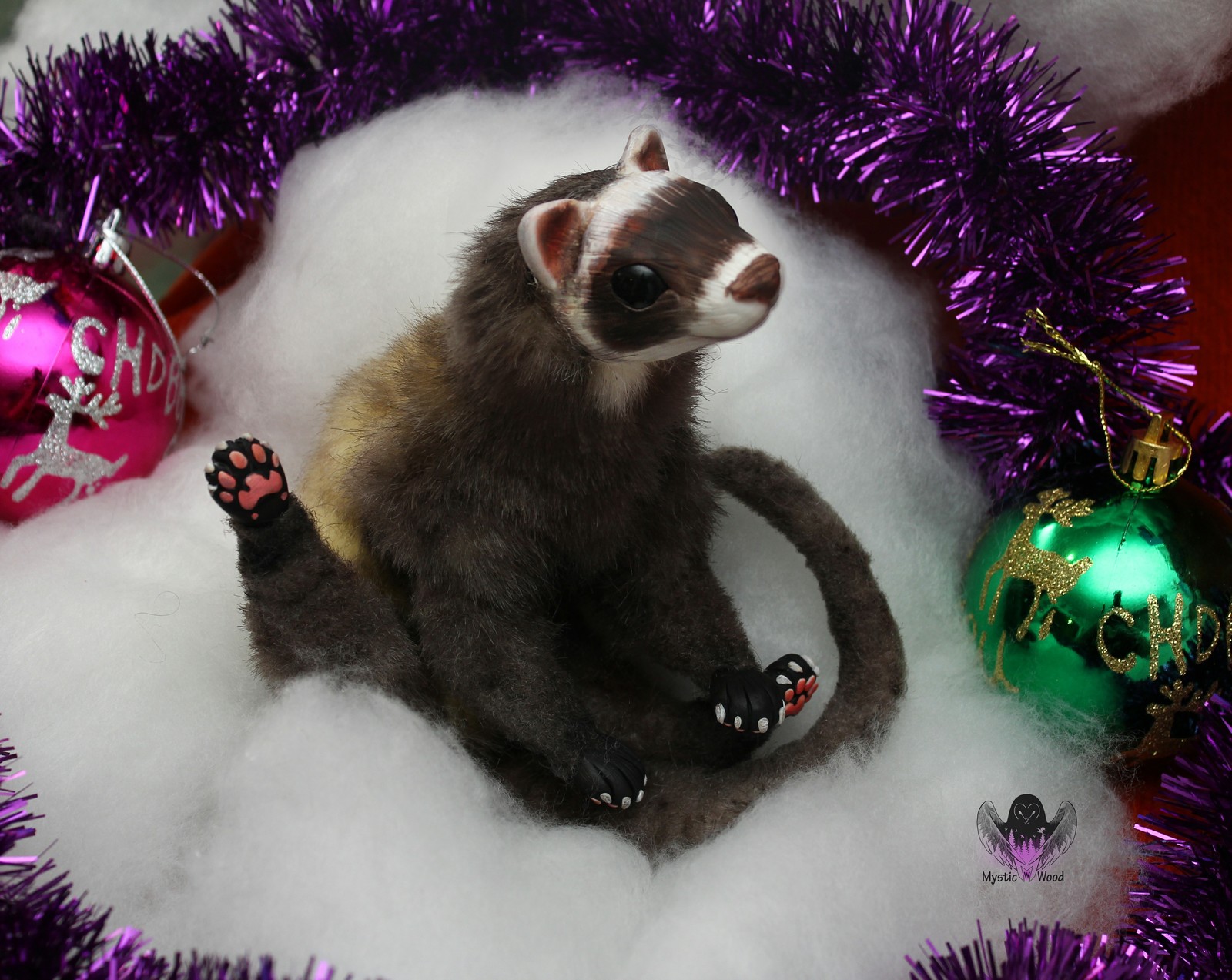 fluffy ferret - My, Ferret, Handmade, Polymer clay, Needlework without process, Longpost