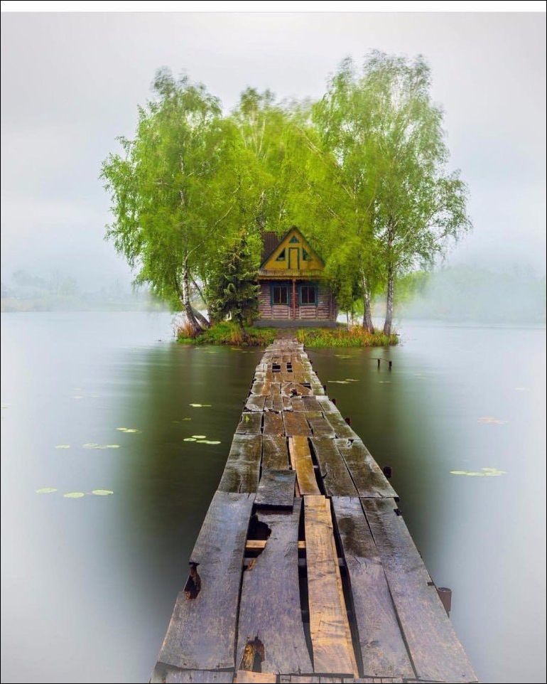 Paradise of the introvert - Island, House, Lake, Fog, Dacha