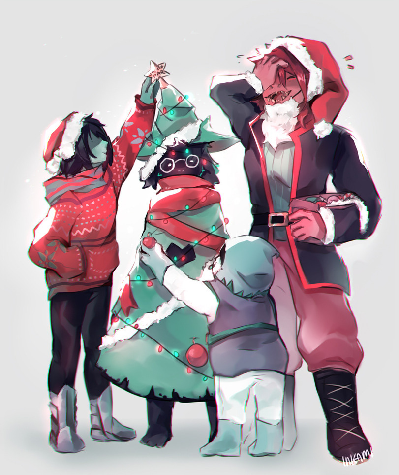 New Year in the Dark World - Deltarune, Kris, Susie, Ralsei, , Art, Games