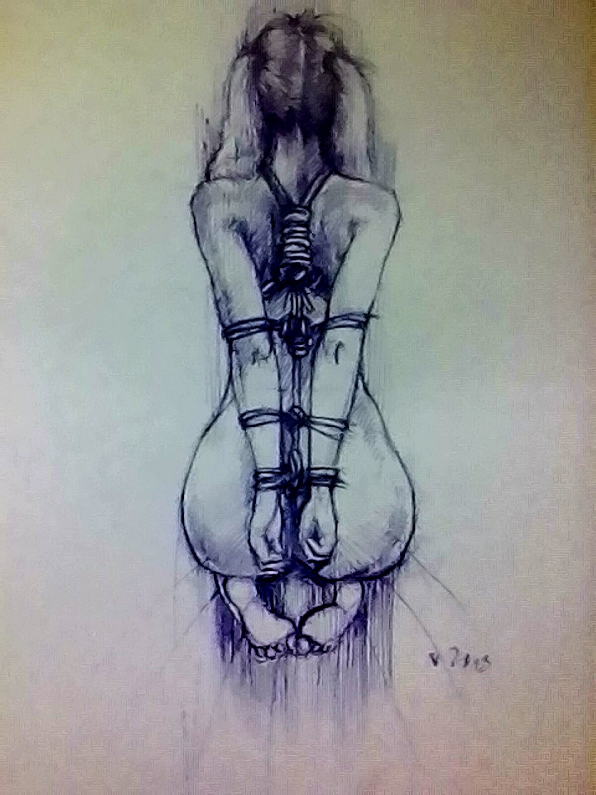 Drawing - NSFW, My, Graphics, Drawing, Bondage, Shibari, Hand-drawn erotica