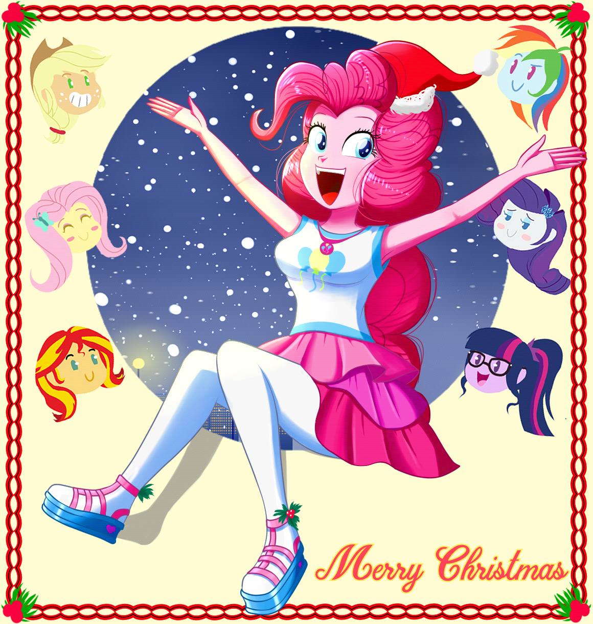 .:MERRY CHRISTMAS 2018:. - My Little Pony, Equestria Girls, Pinkie Pie, Thebutcherx, Mane 6, Sunset Shimmer