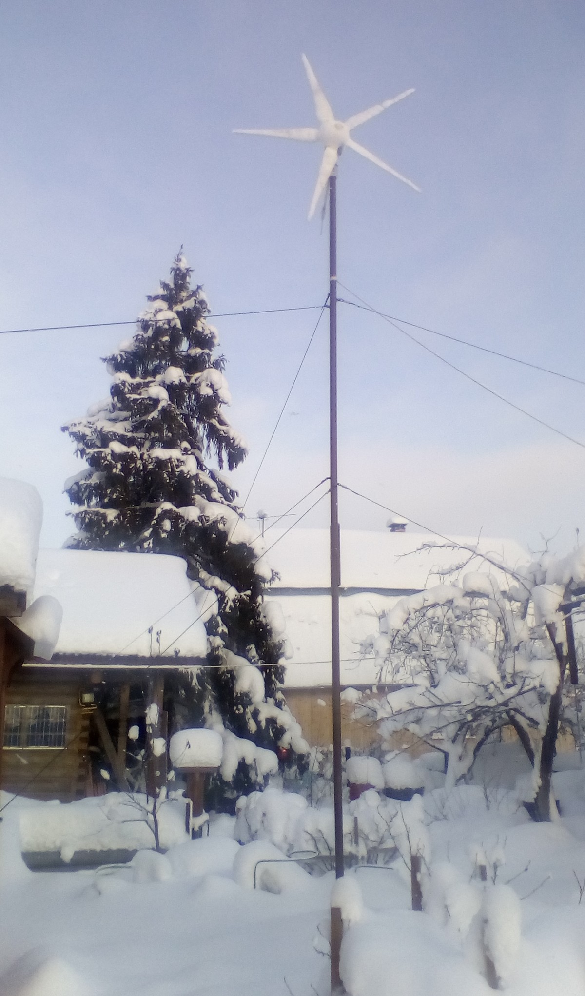 Snow and windmill - My, Windmill, Snow, Village, Longpost, Wind generator