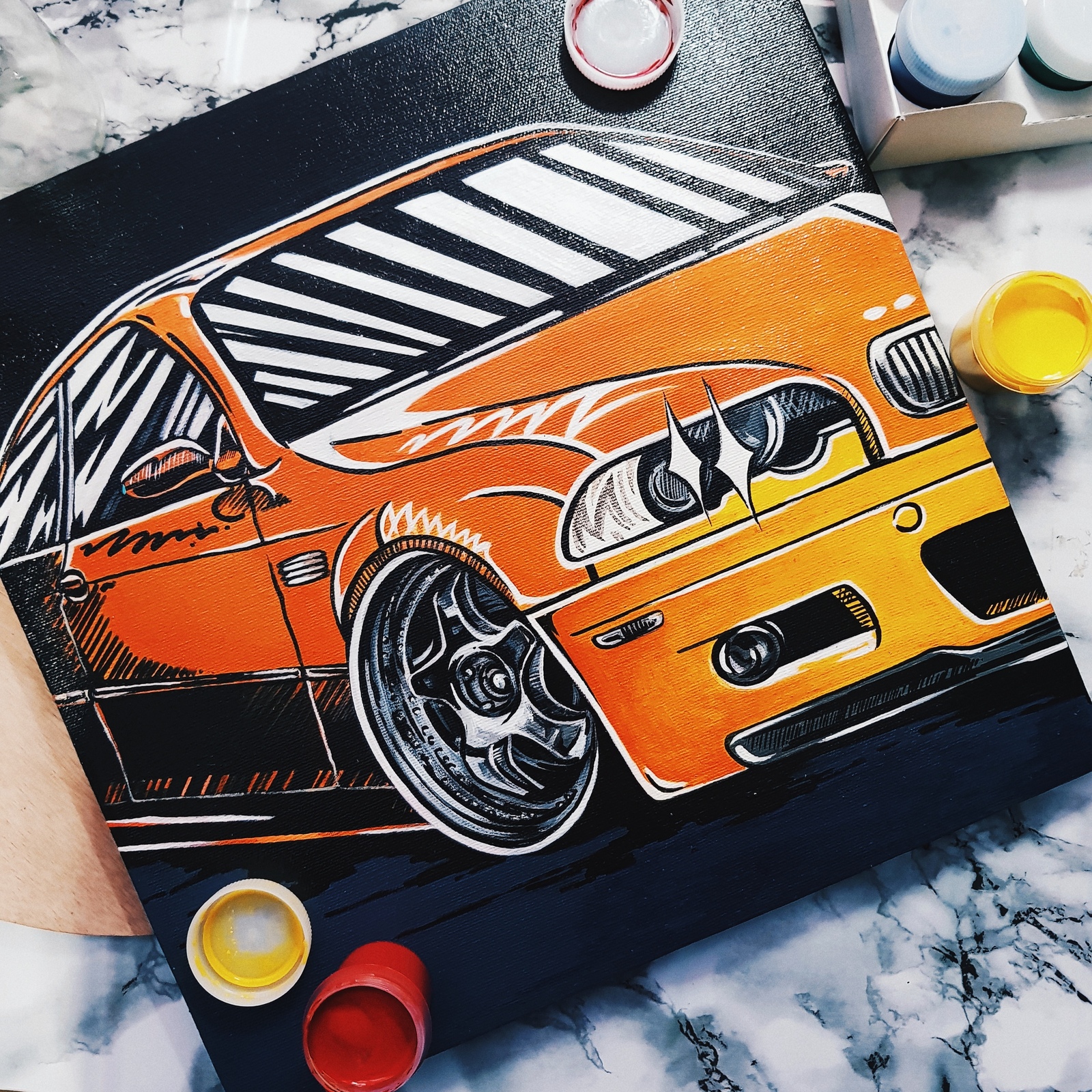 BMW E39 - My, Acrylic, Bmw, Painting, Auto