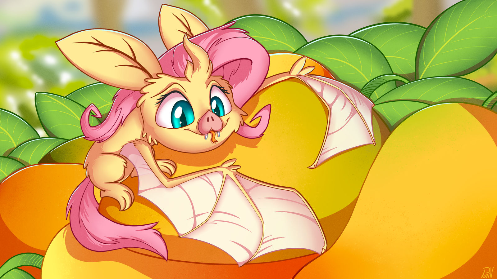 Going batty - My little pony, Fluttershy, Flutterbat, Bat, Mango, Pirill-Poveniy