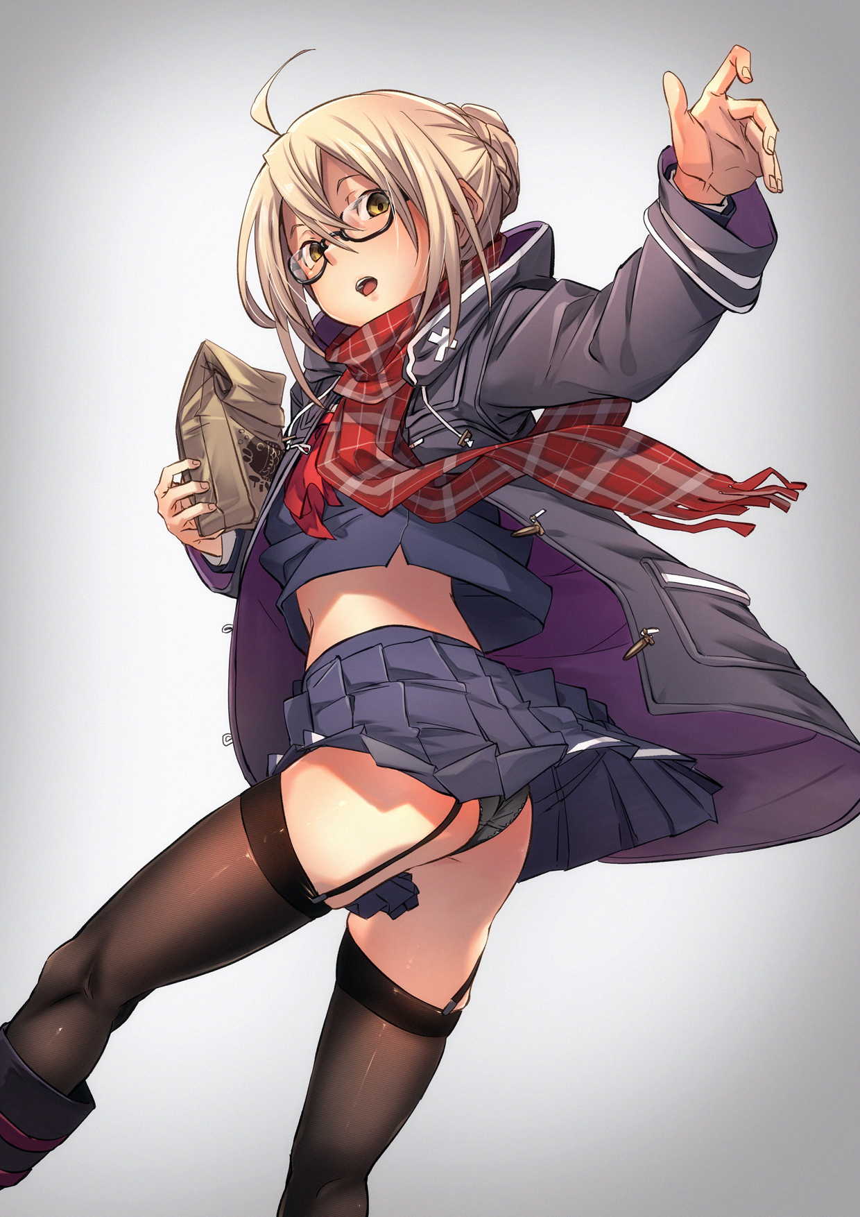 Heroine X Alter - Аниме, Anime Art, Fate Grand Order, Mysterious Heroine X Alter, Панцу, Школьная форма, Очки