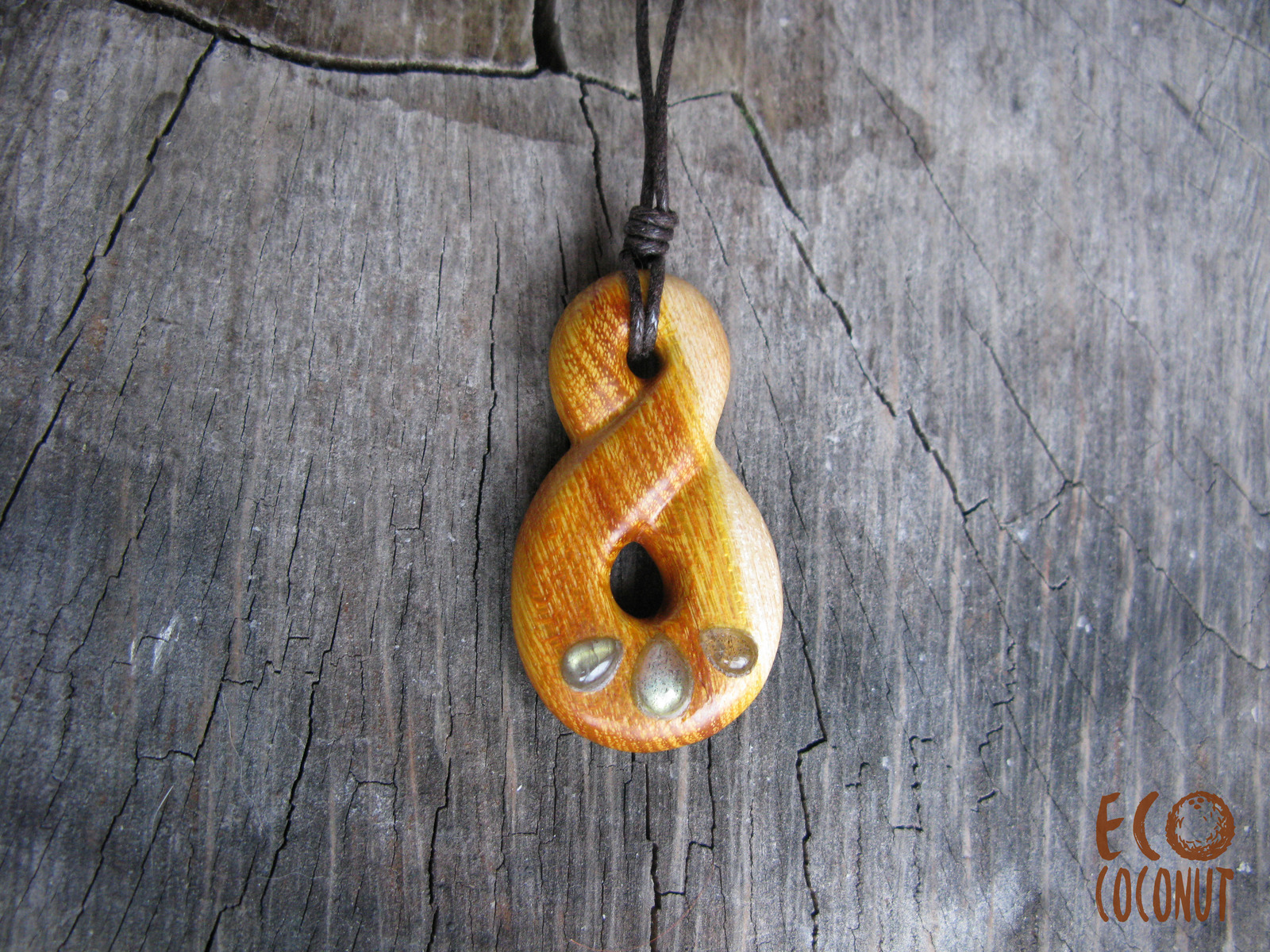 Pendant Infinity made of wood with natural stones - My, Needlework without process, , Maclure, Pendant, Wood ornaments, , Longpost