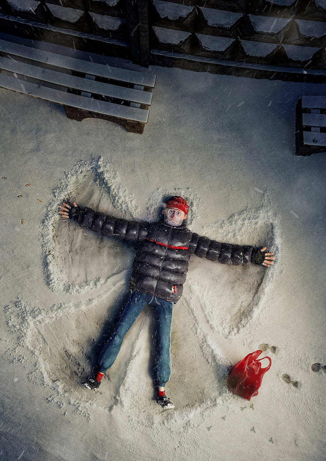 Snow angel - Art, Render, Snow angel, Men, 