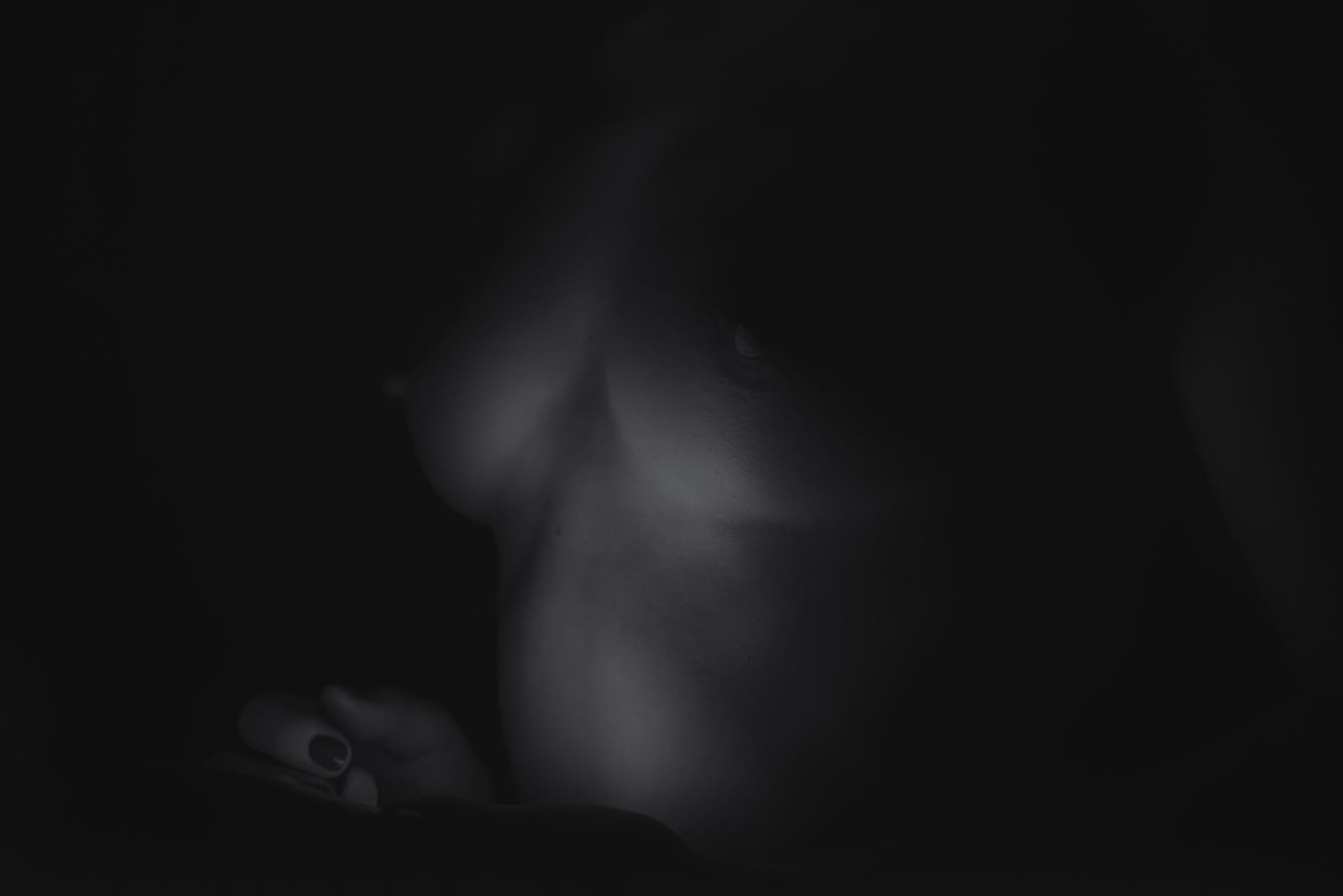 Small photoset - NSFW, My, Breast, Boobs, Girls, Telephone, Black and white, Erotic, Longpost