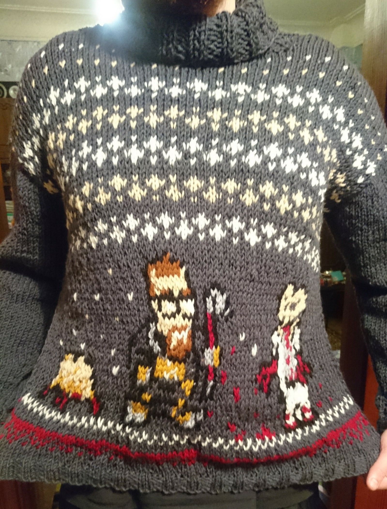 Sweater for gaming nostalgia - My, Pullover, Needlework without process, Half-life, Knitting, Headcrab, Longpost