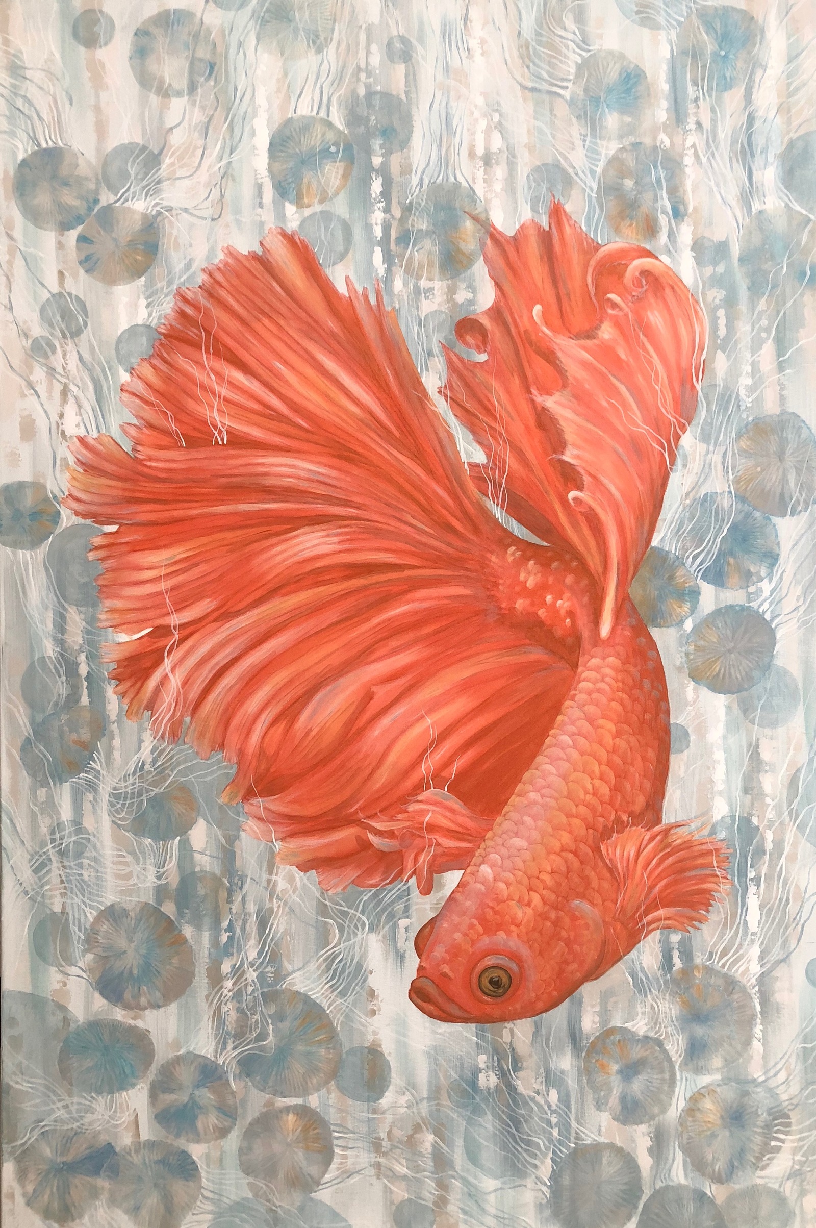 Betta fish - My, Betta Fish, Painting, Acrylic, Canvas