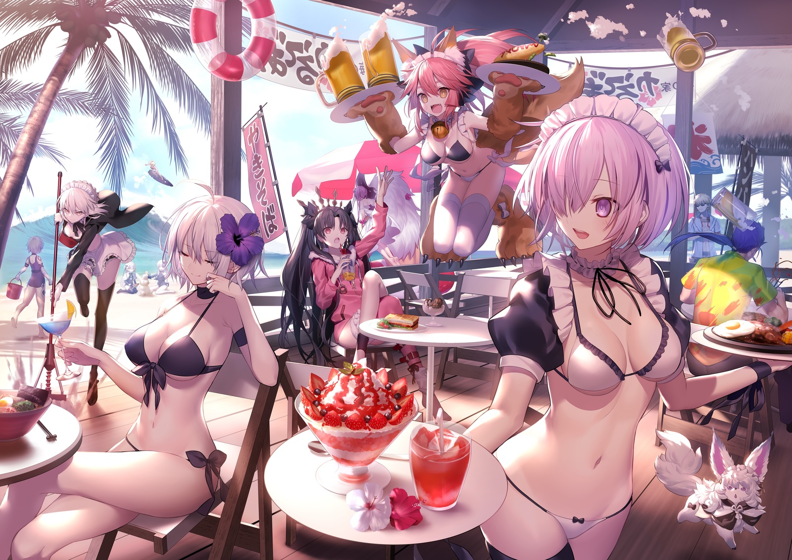 Vacation - Anime art, Anime, Fate, Fate grand order, Animal ears, Swimsuit, Cafe